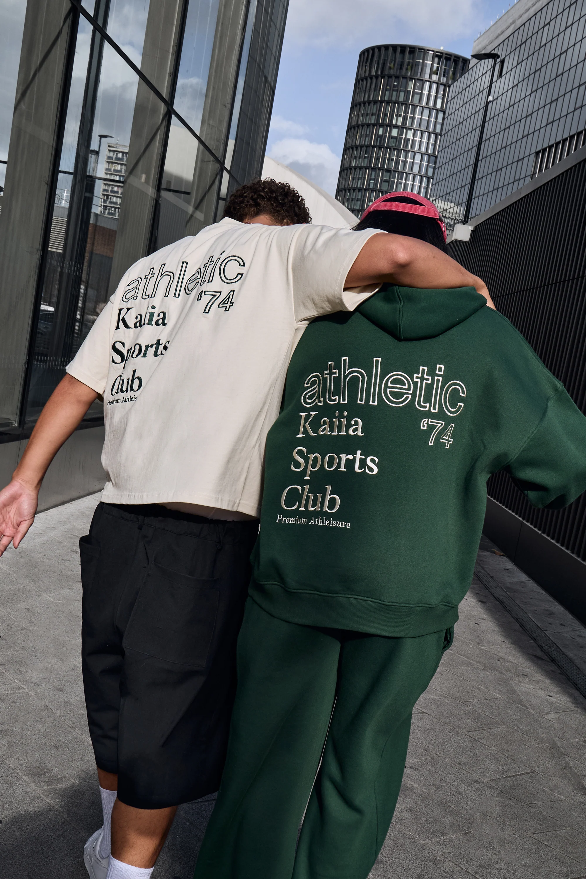 Kaiia Athletic Back Graphic Oversized T-Shirt Cream & Green - Image 4
