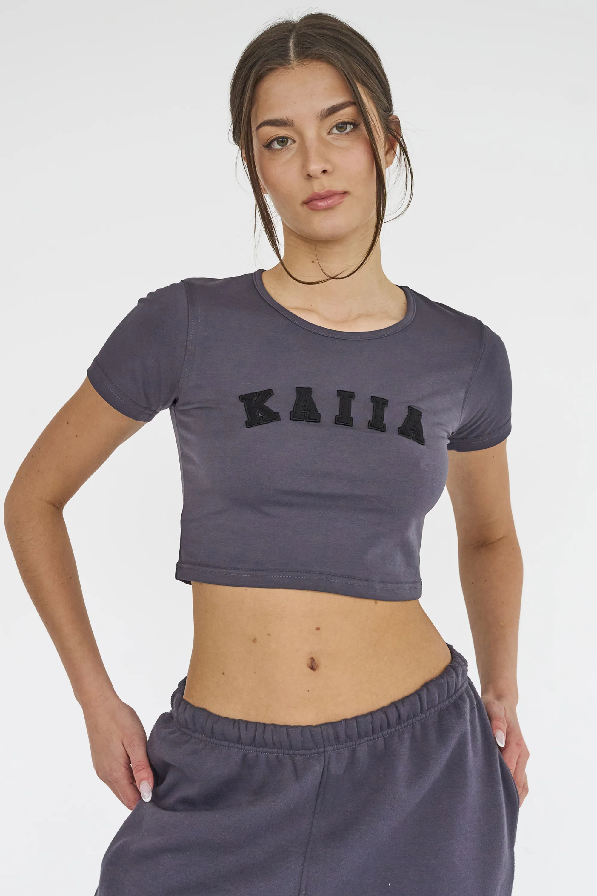 Kaiia Baby Tee Dark Grey - Image 10