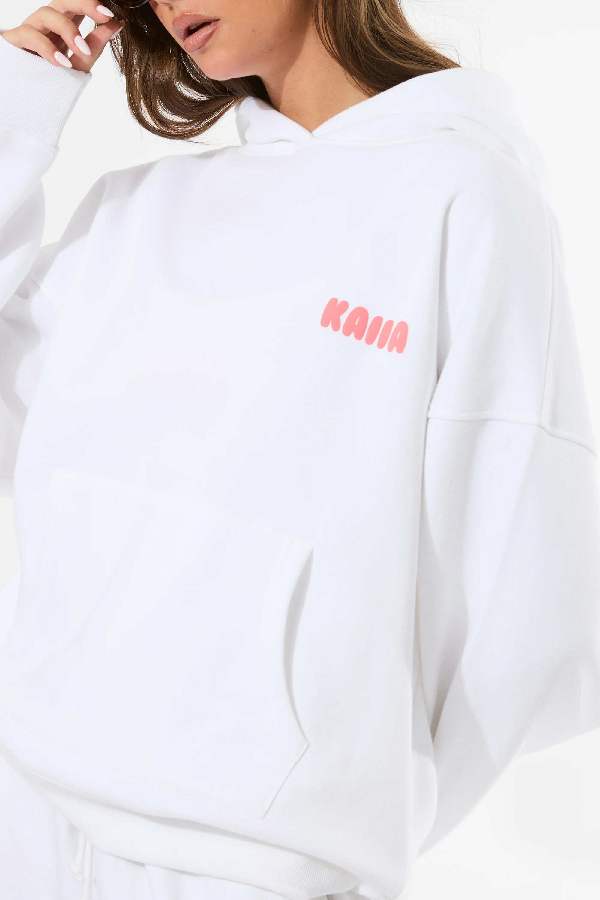 Kaiia Bubble Graphic Oversized Hoodie Vanilla & Coral - Image 10