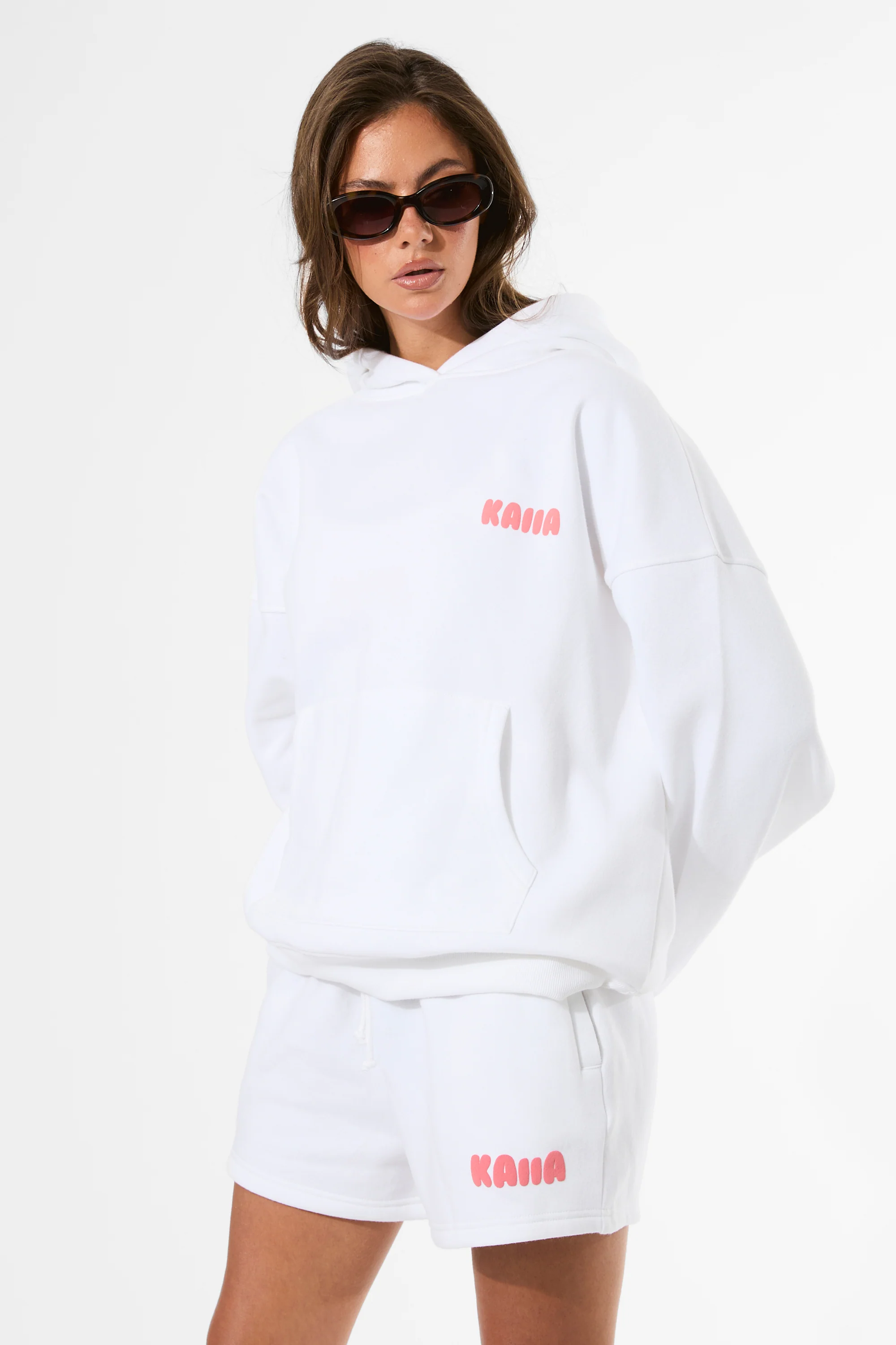 Kaiia Bubble Graphic Oversized Hoodie Vanilla & Coral - Image 6