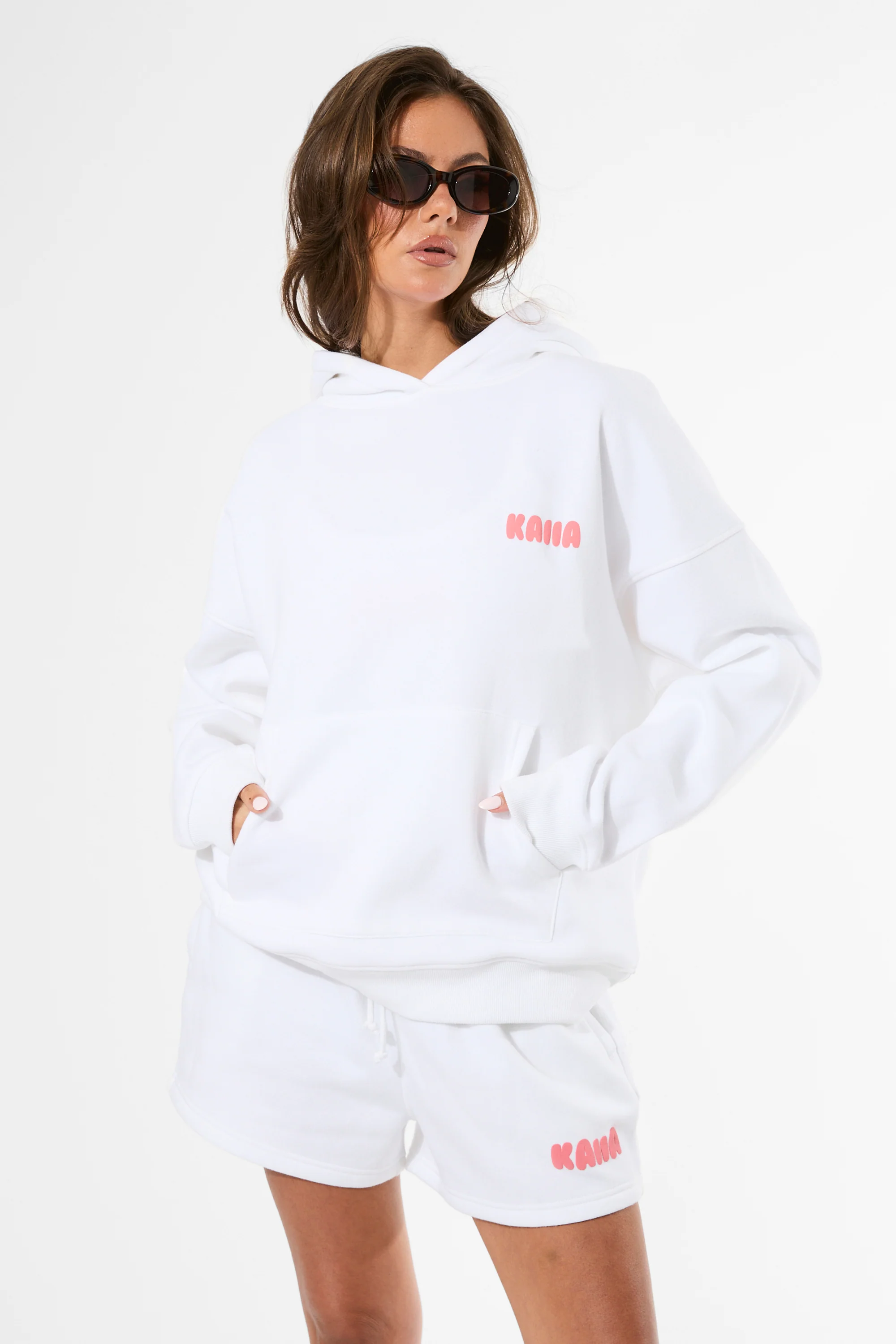 Kaiia Bubble Graphic Oversized Hoodie Vanilla & Coral - Image 8