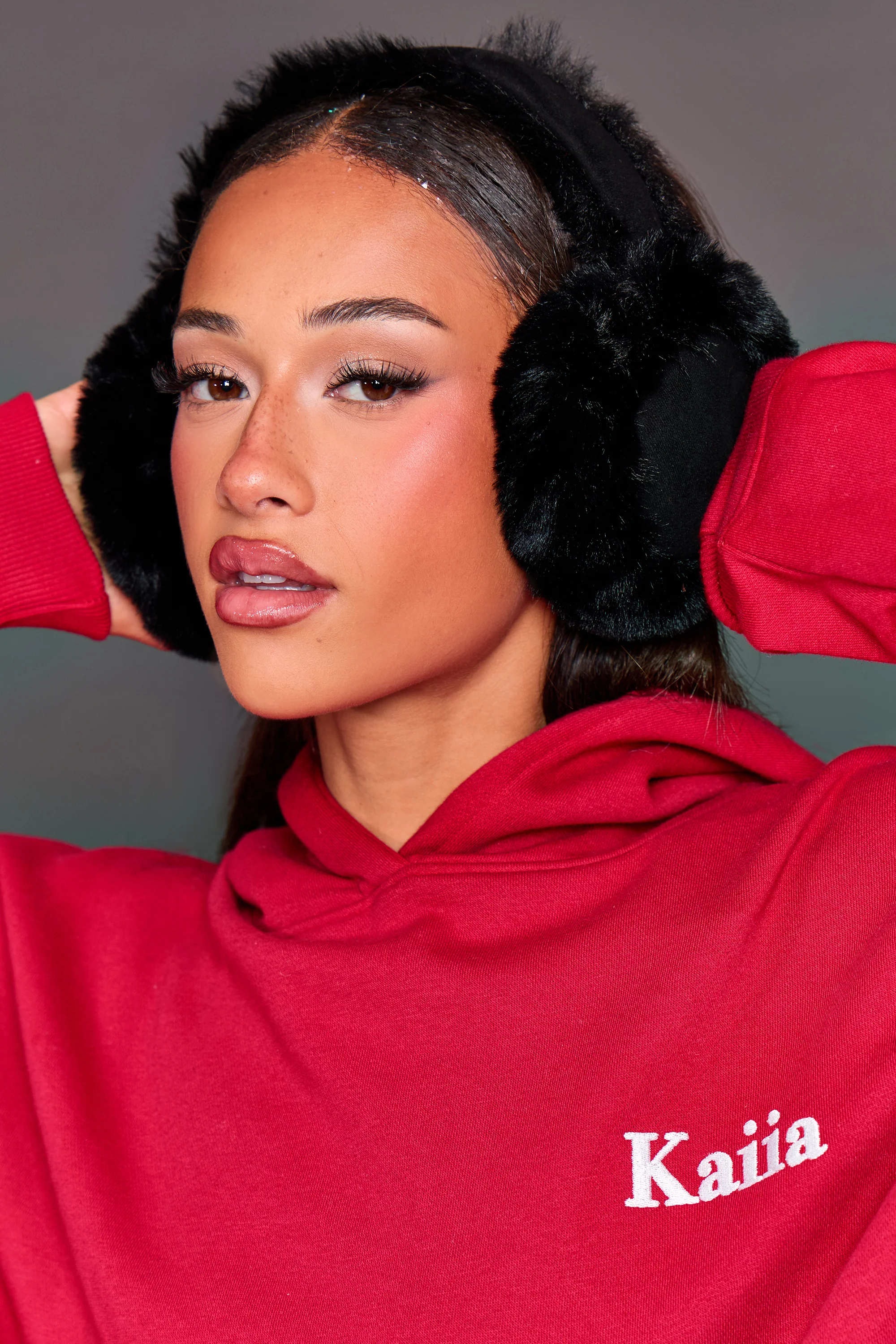 Kaiia Christmas Icon Oversized Hoodie Red - Image 5