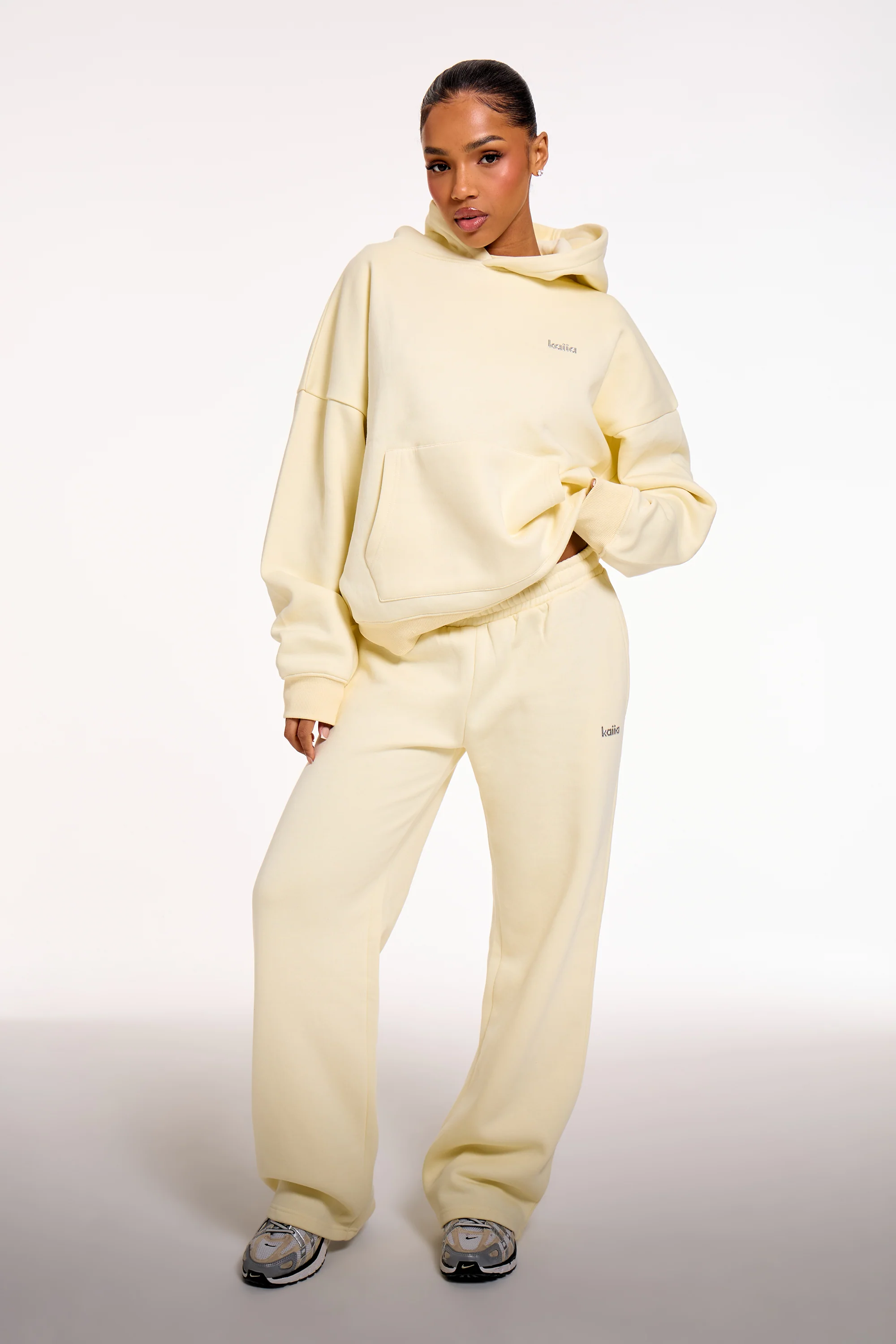 Kaiia Chrome Logo Oversized Hoodie Lemon - Image 3
