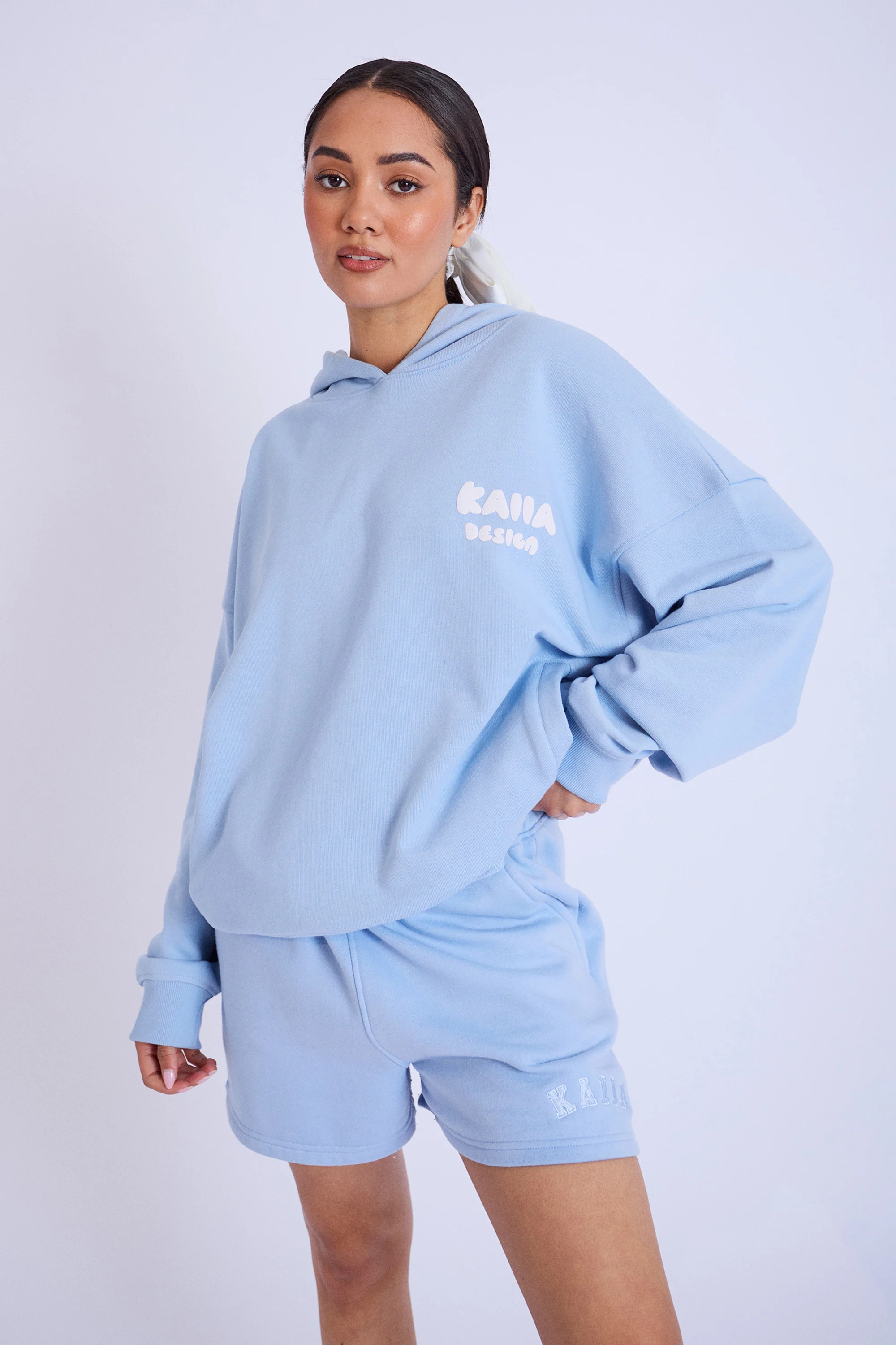 Kaiia Design Bubble Logo Oversized Hoodie Baby Blue - Image 5