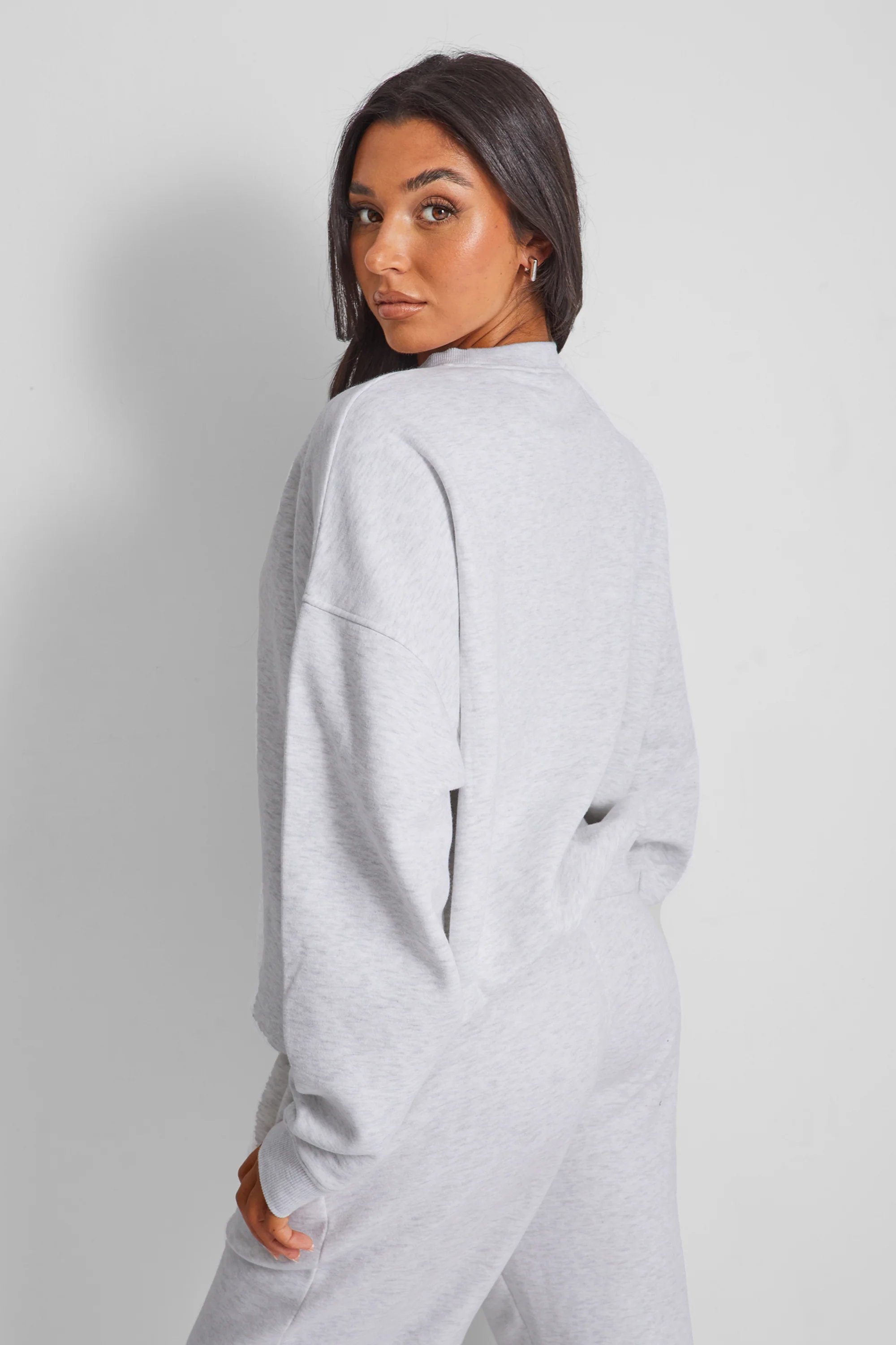 Kaiia Design Oversized Sweatshirt Light Grey Marl - Image 4