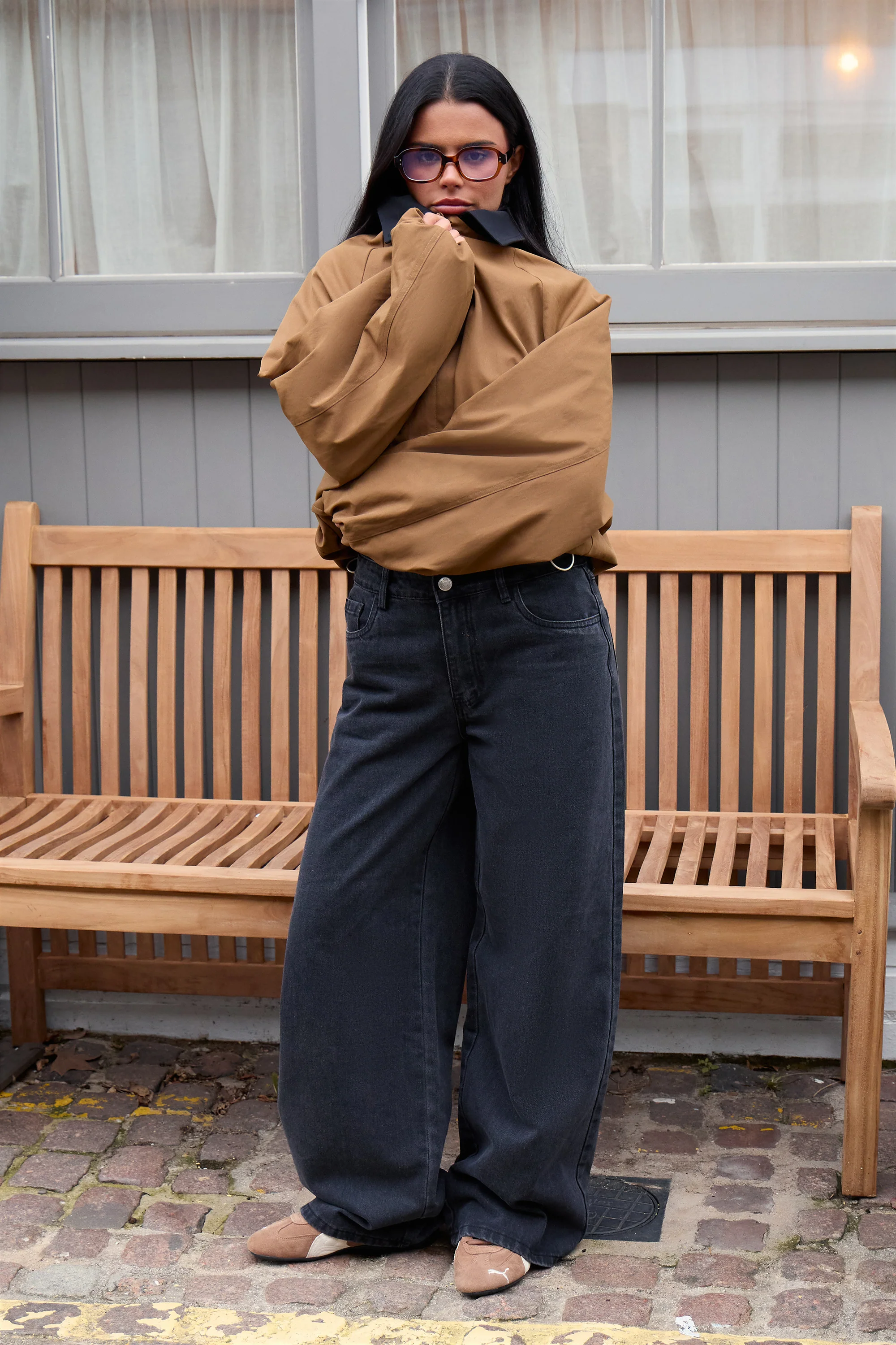 Kaiia Drawcord Hem Technical Jacket Camel - Image 3