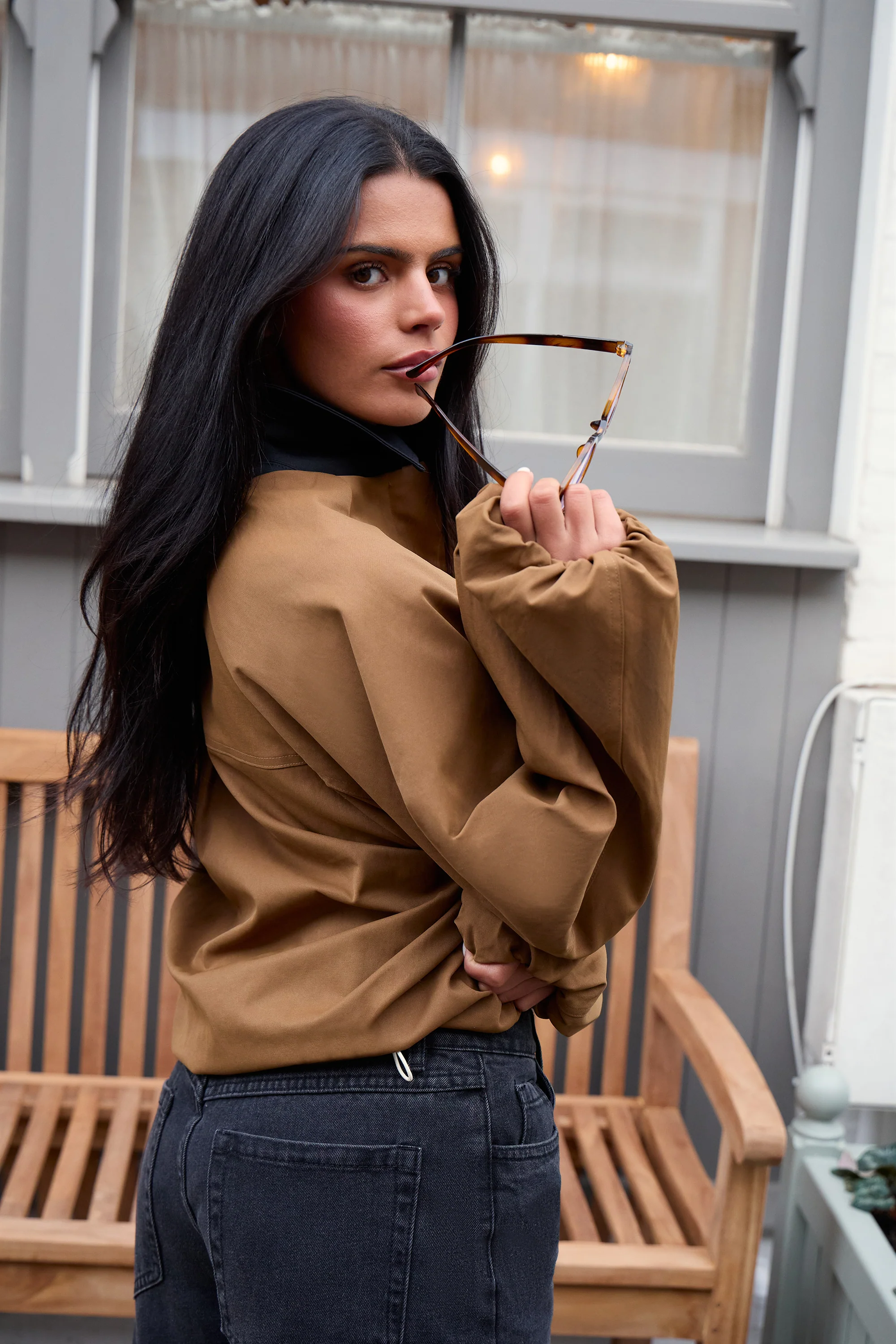 Kaiia Drawcord Hem Technical Jacket Camel - Image 4