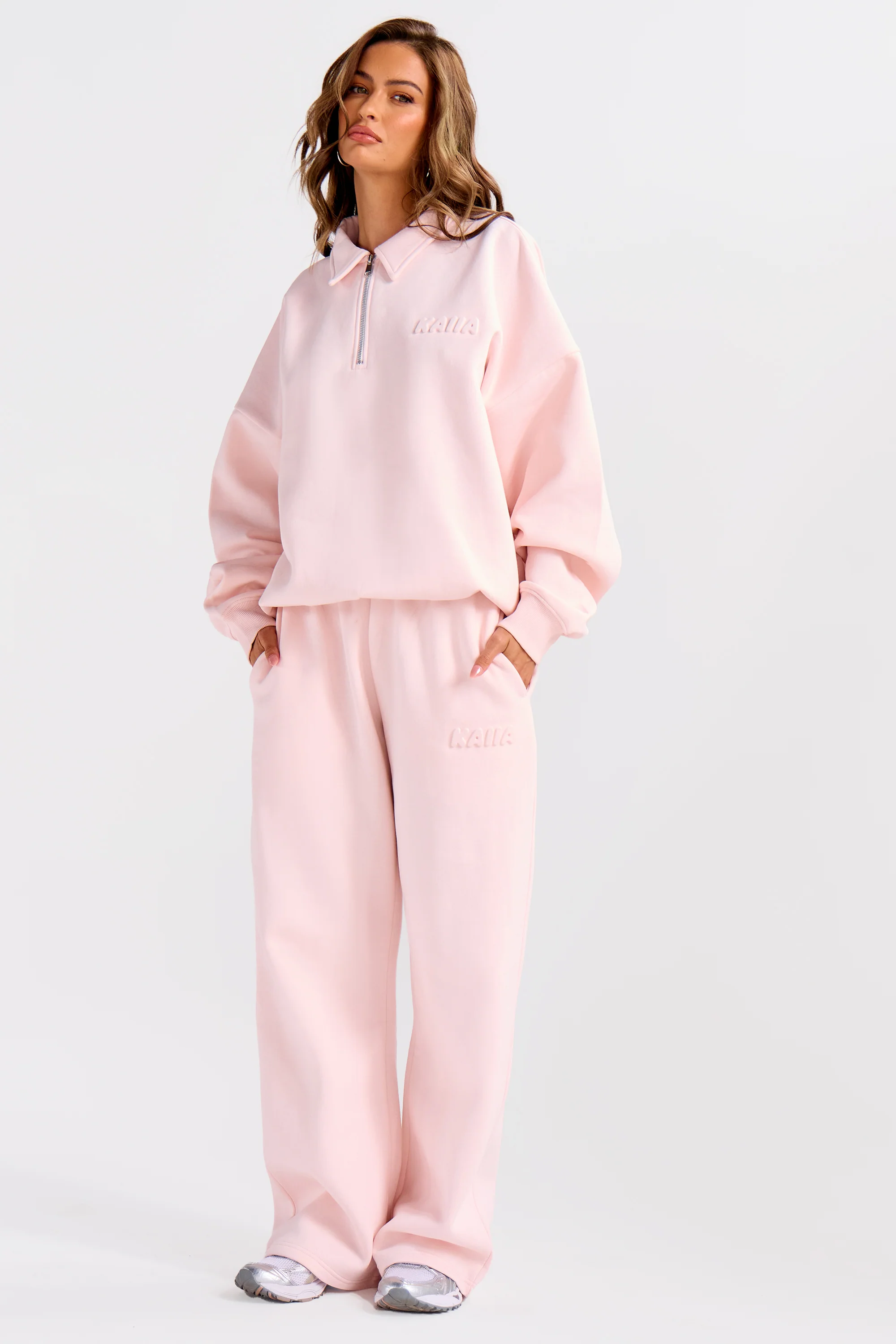 Kaiia Embossed Bubble Logo Joggers Light Rose - Image 4