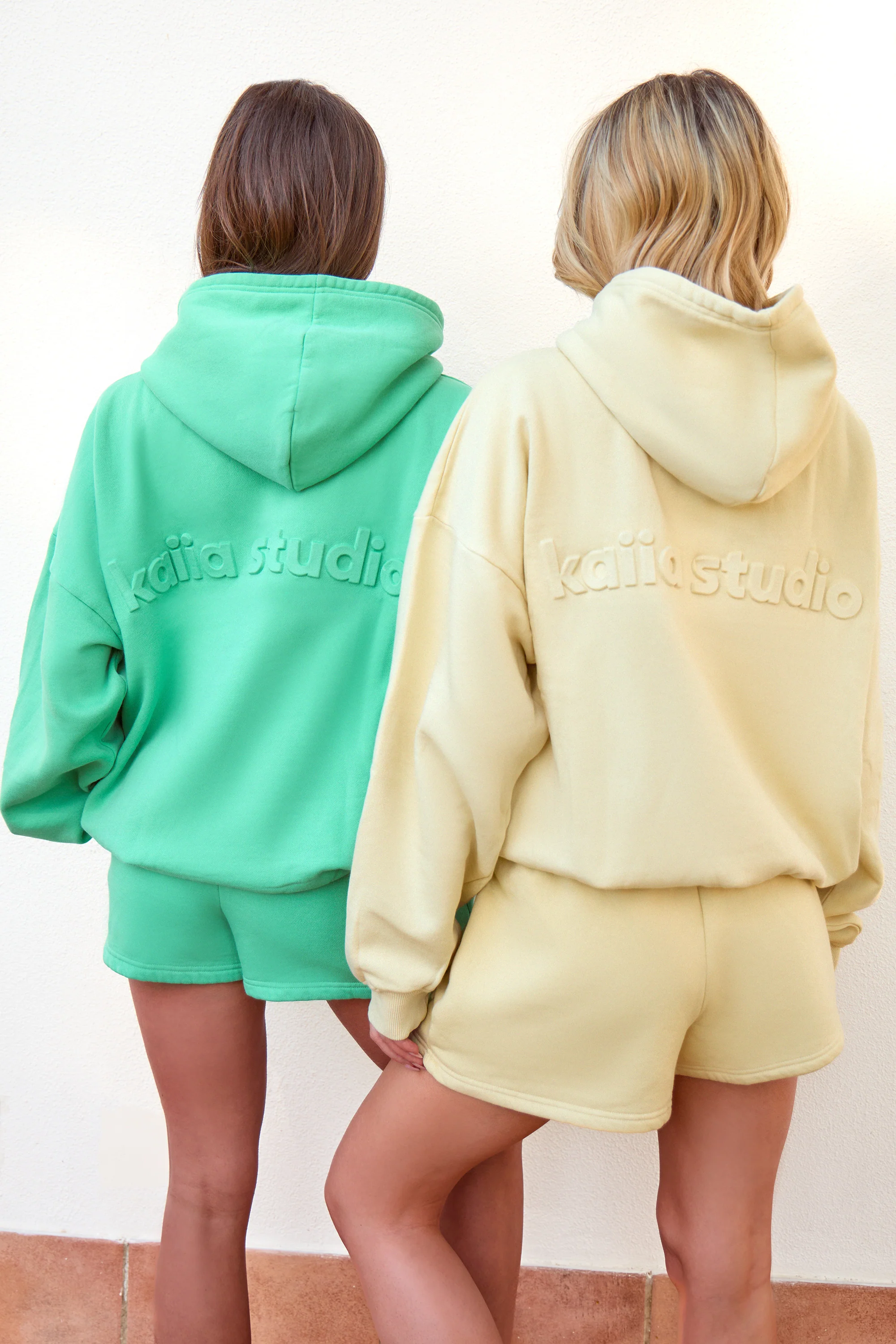 Kaiia Embossed Hoodie Washed Apple Green - Image 5