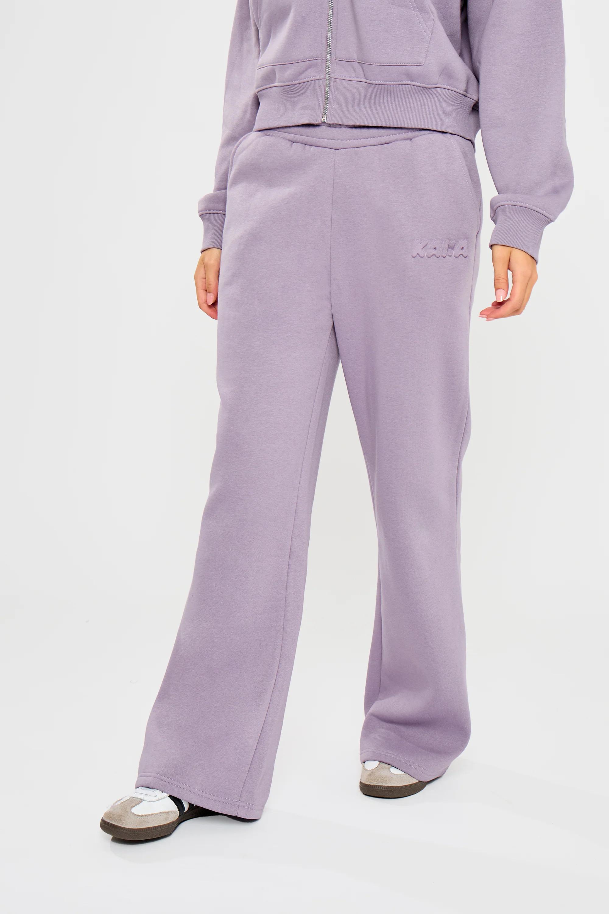Kaiia Embossed Bubble Logo Flared Joggers Dusk - Image 5
