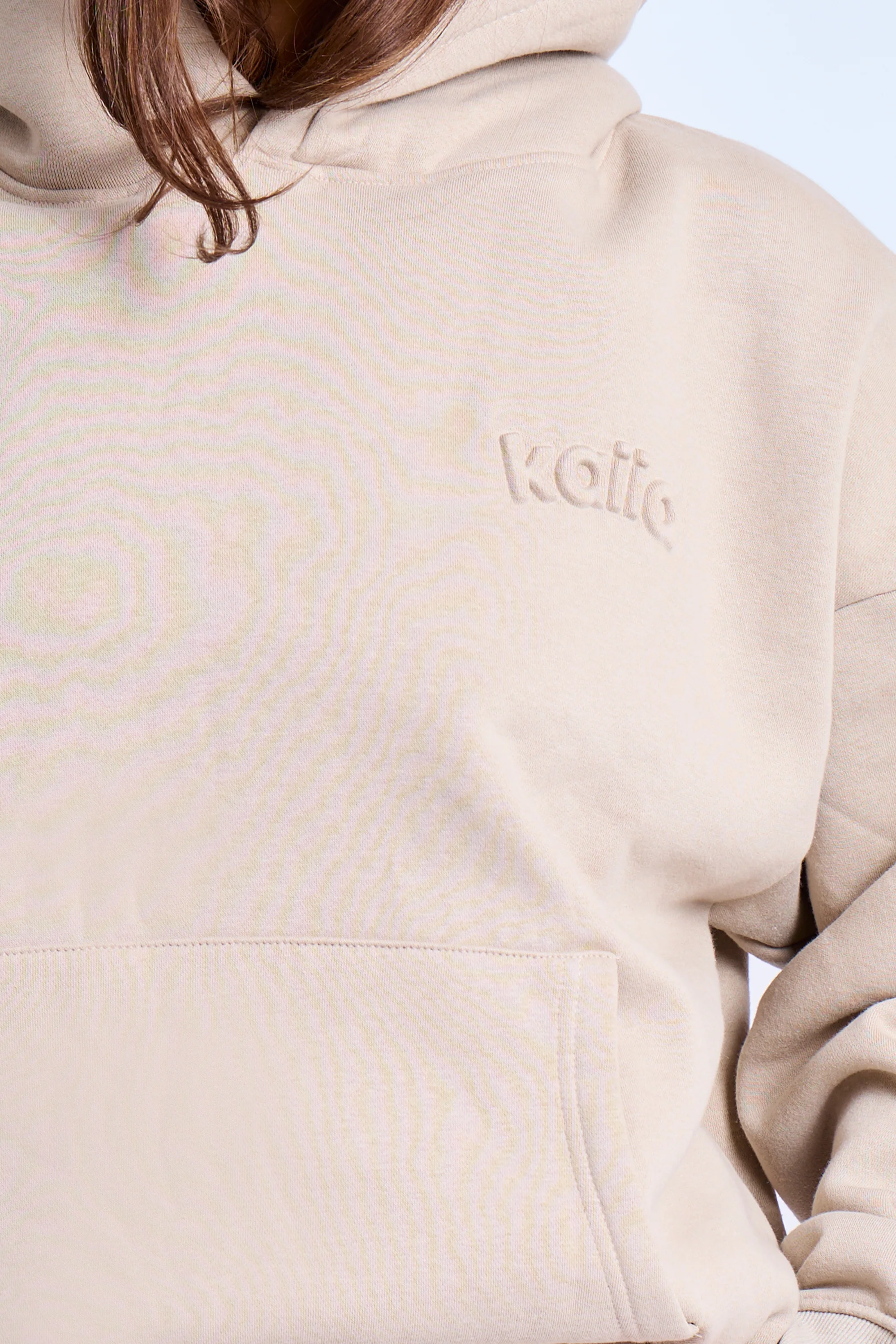 Kaiia Embossed Logo Oversized Hoodie Ash Taupe - Image 2