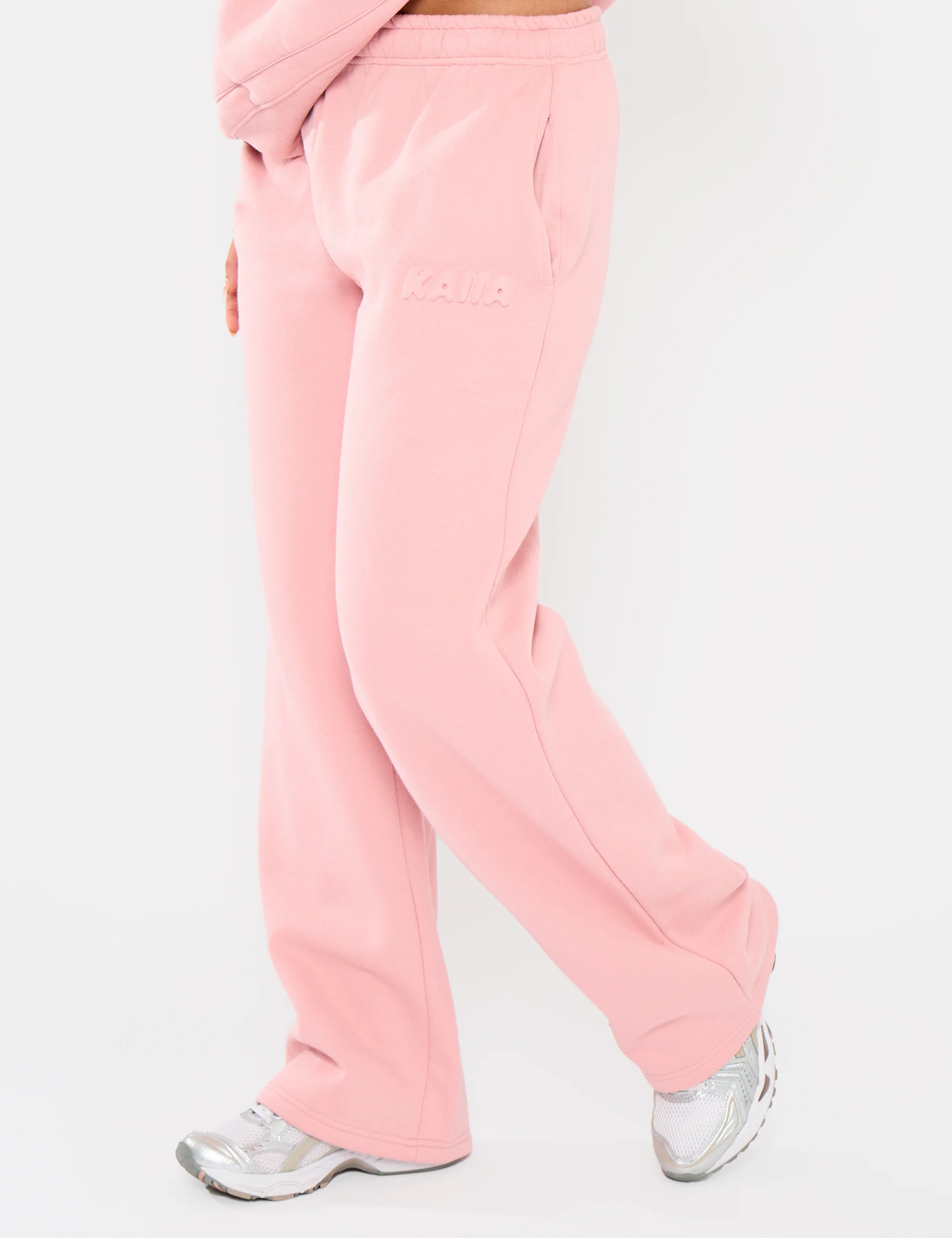 Kaiia Embossed Logo Wide Leg Joggers Dusty Rose - Image 2