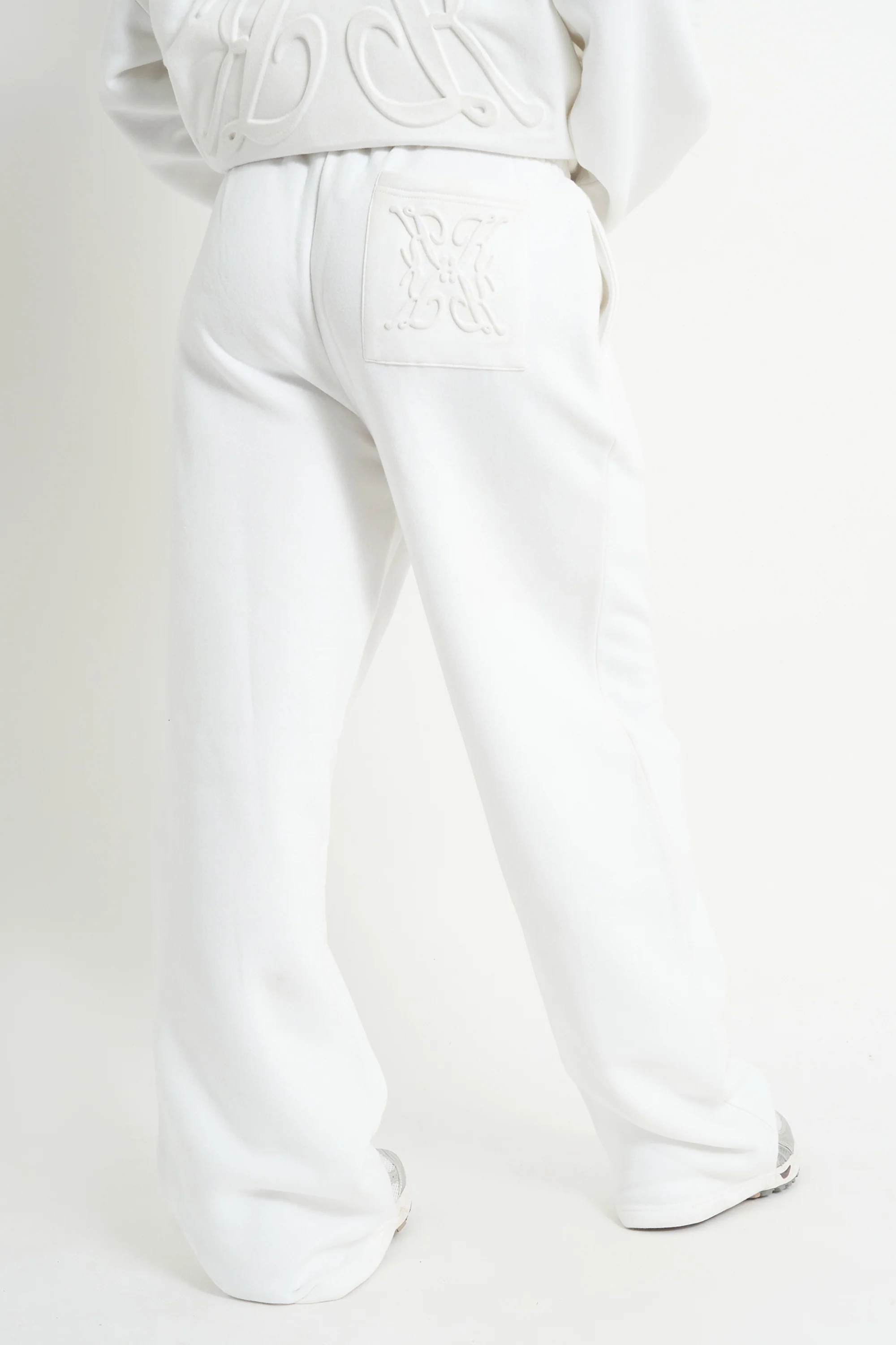 Kaiia Embossed Wide Leg Joggers White - Image 2