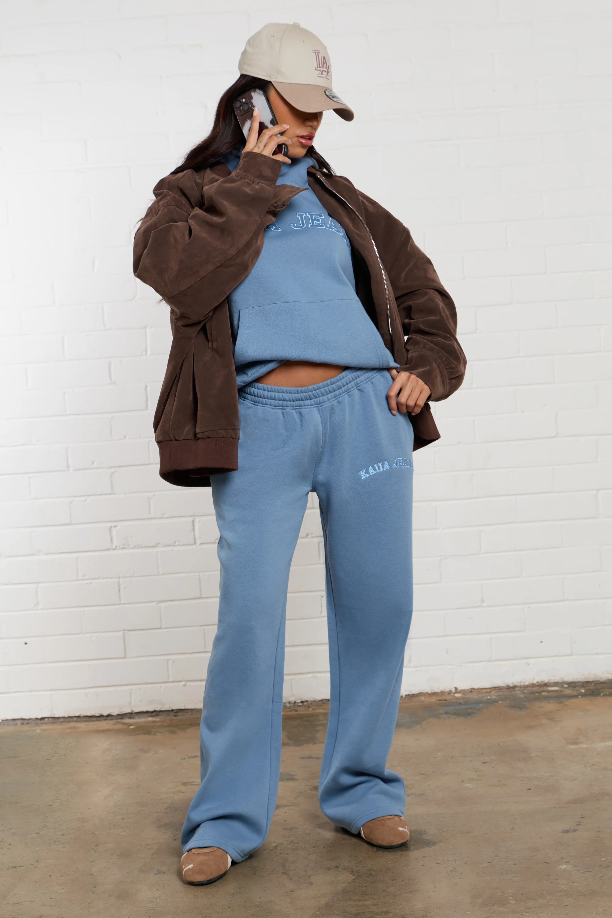 Kaiia Jeans Applique Oversized Hoodie Denim Blue - Image 3