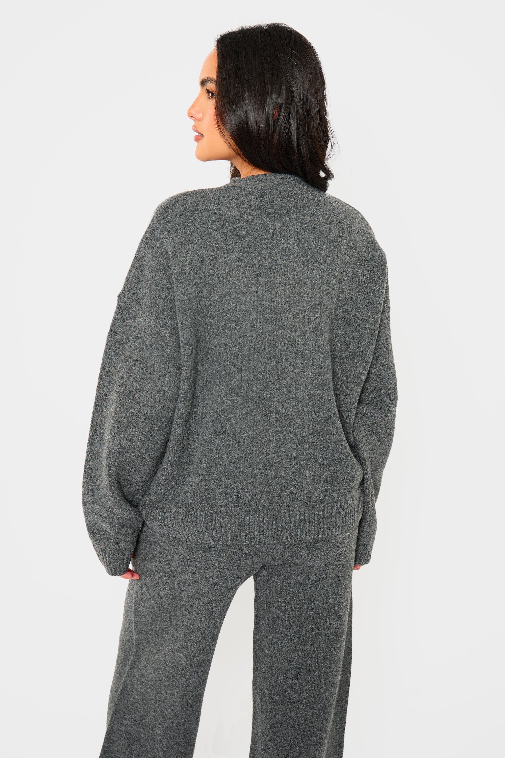 Kaiia Knit Button Down Pocket Cardigan Charcoal - Image 4
