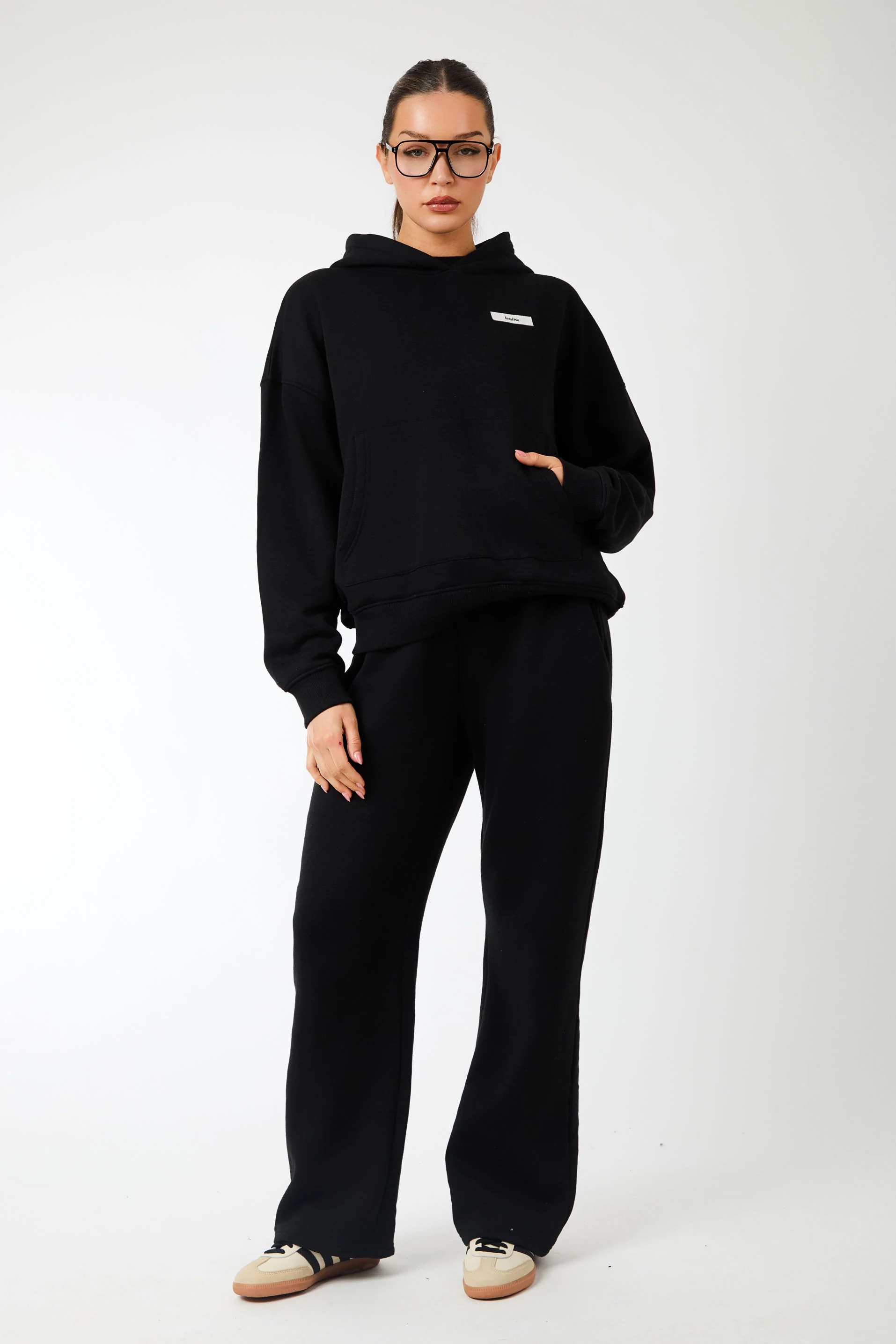 Kaiia Label Logo Oversized Hoodie Black - Image 3