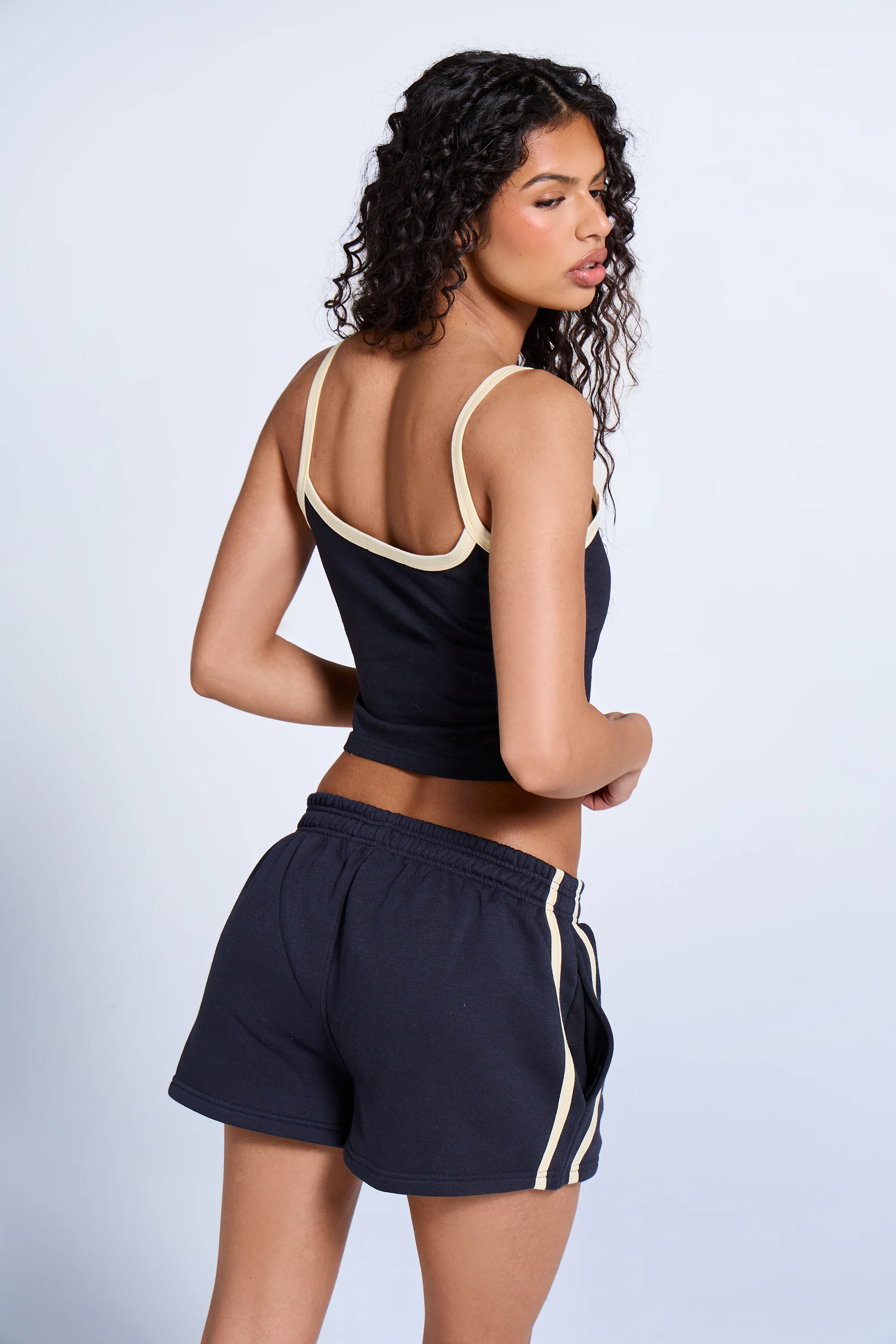 Kaiia Logo Contrast Cami Top Ink Blue & Lemon - Image 4