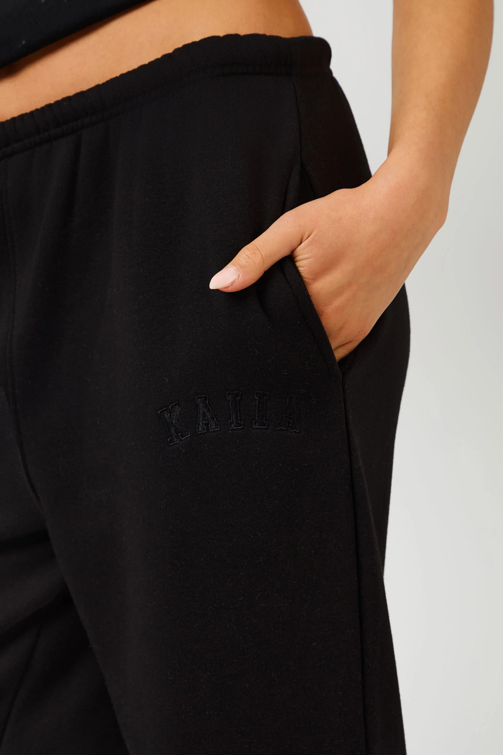 Kaiia Logo Cuffed Joggers Black On Black - Image 10