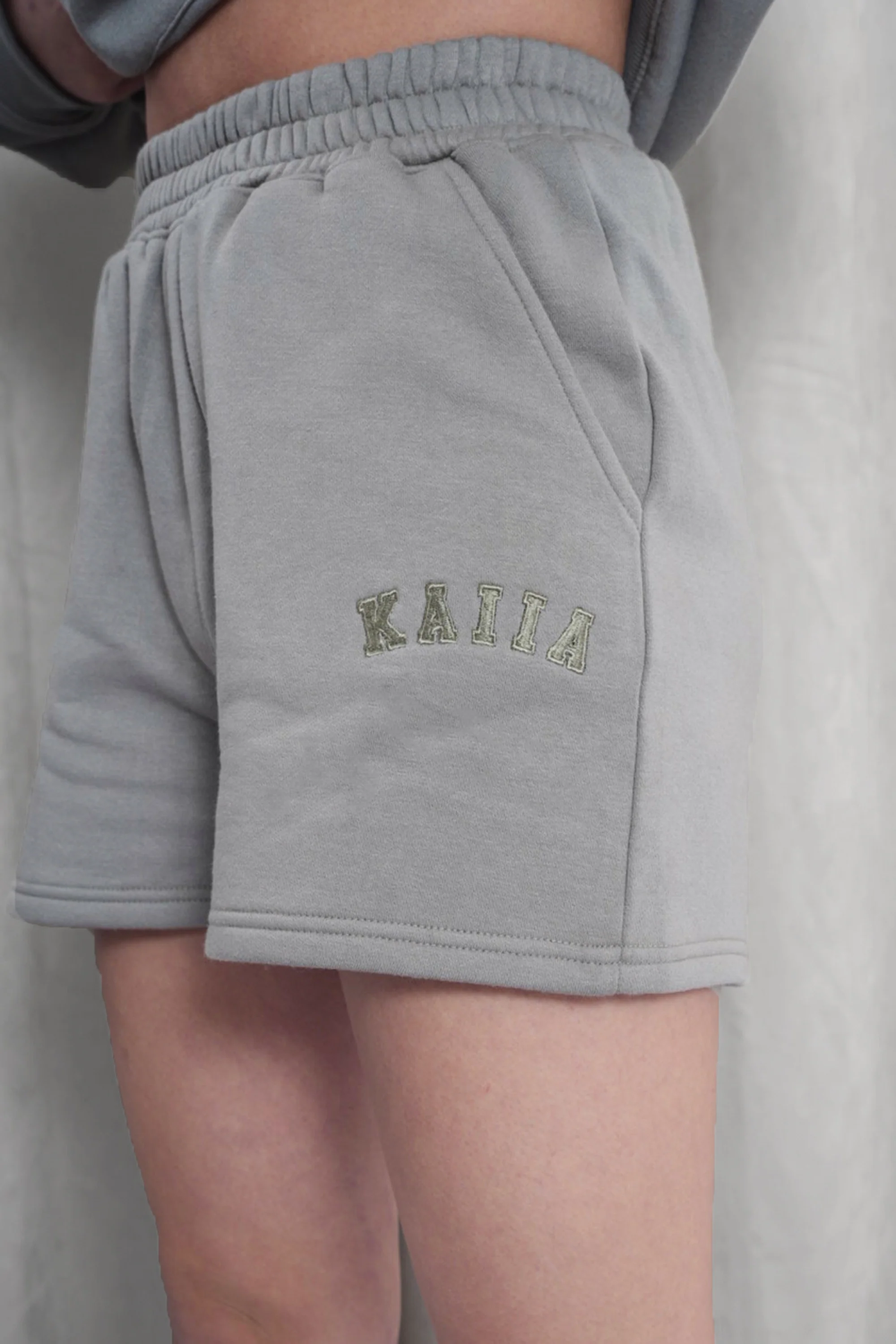Kaiia Logo Sweat Shorts in Khaki - Image 8