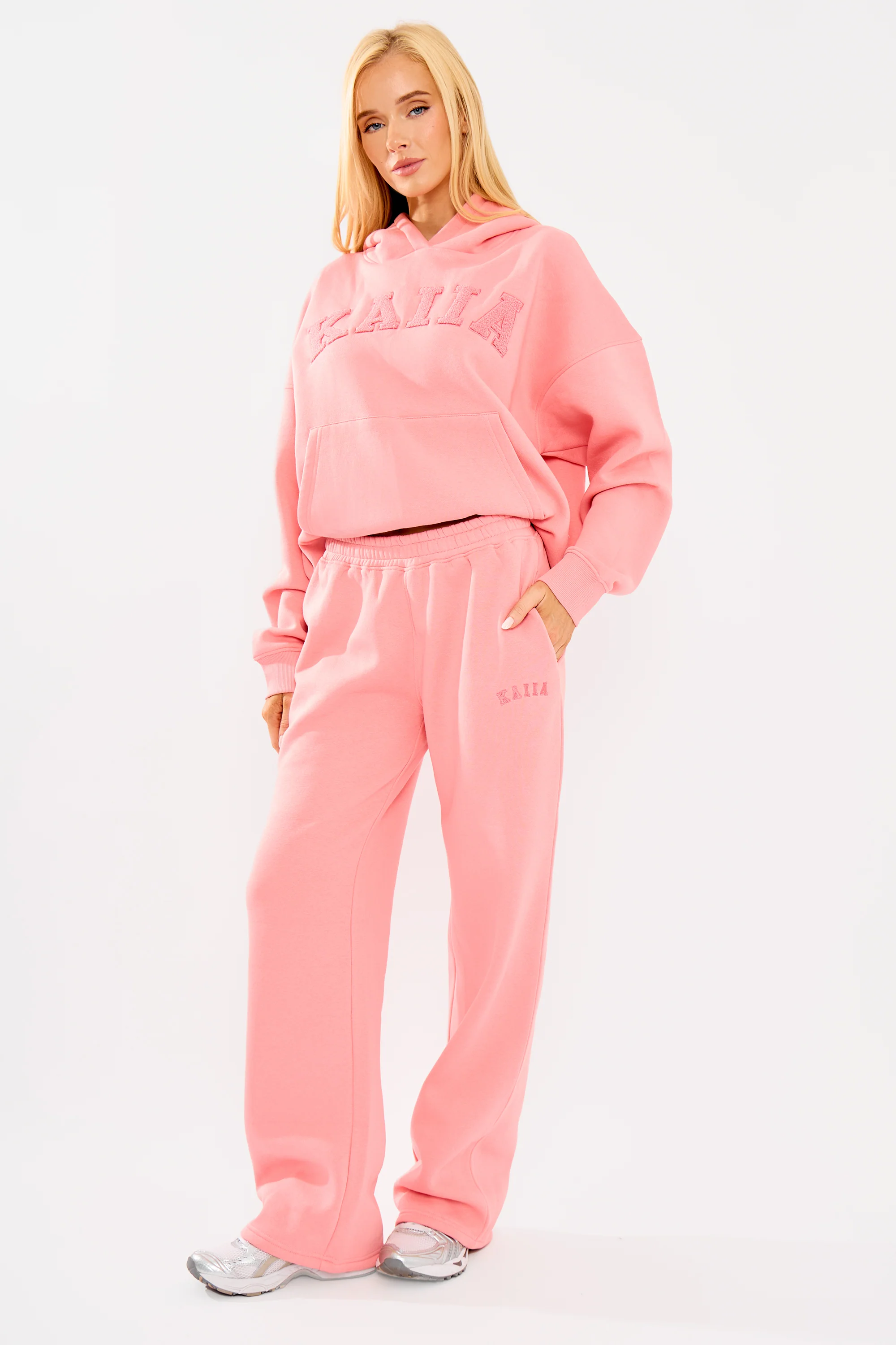 Kaiia Logo Wide Leg Joggers Angel Pink