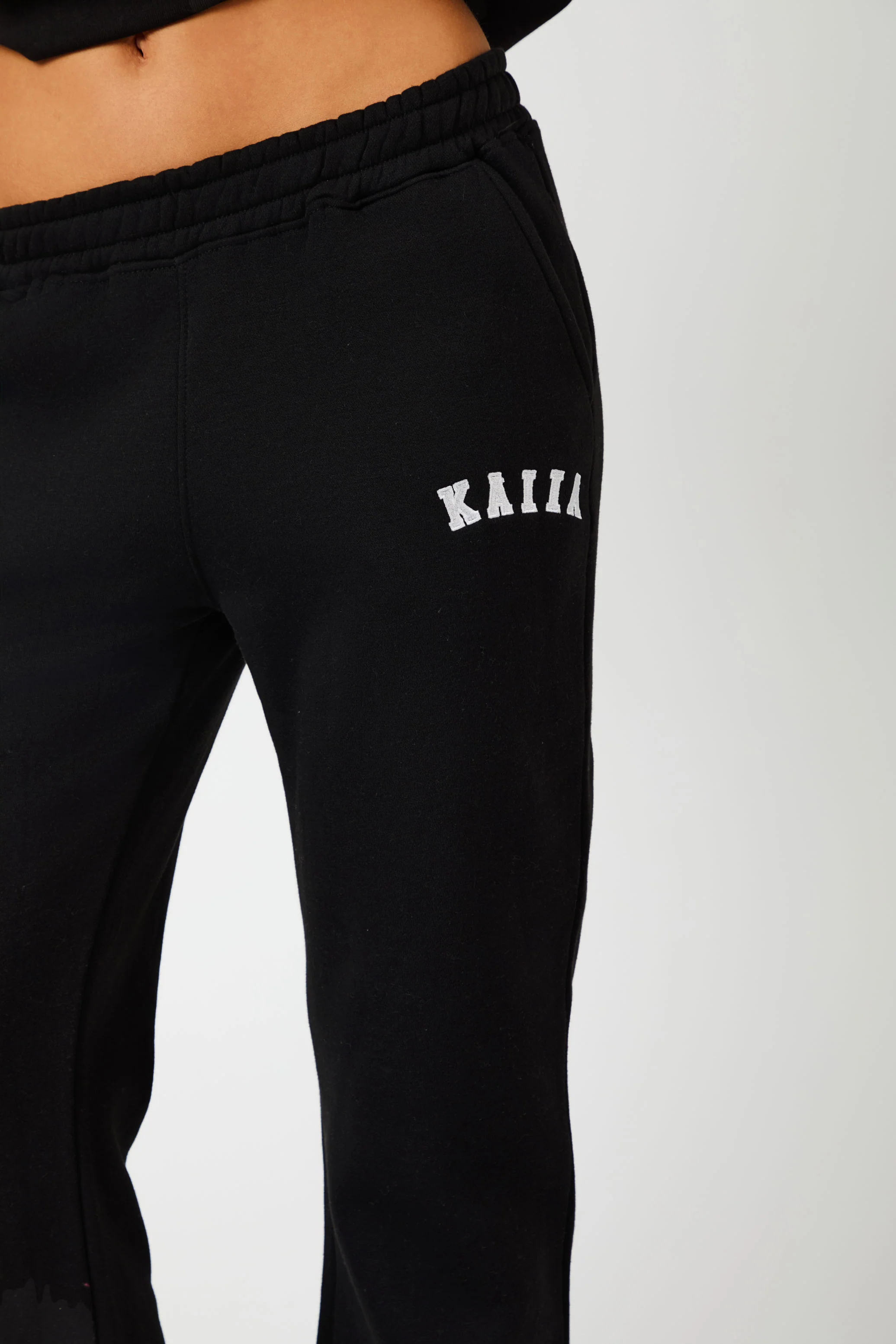 Kaiia Logo Wide Leg Sweat Pants in Black - Image 11