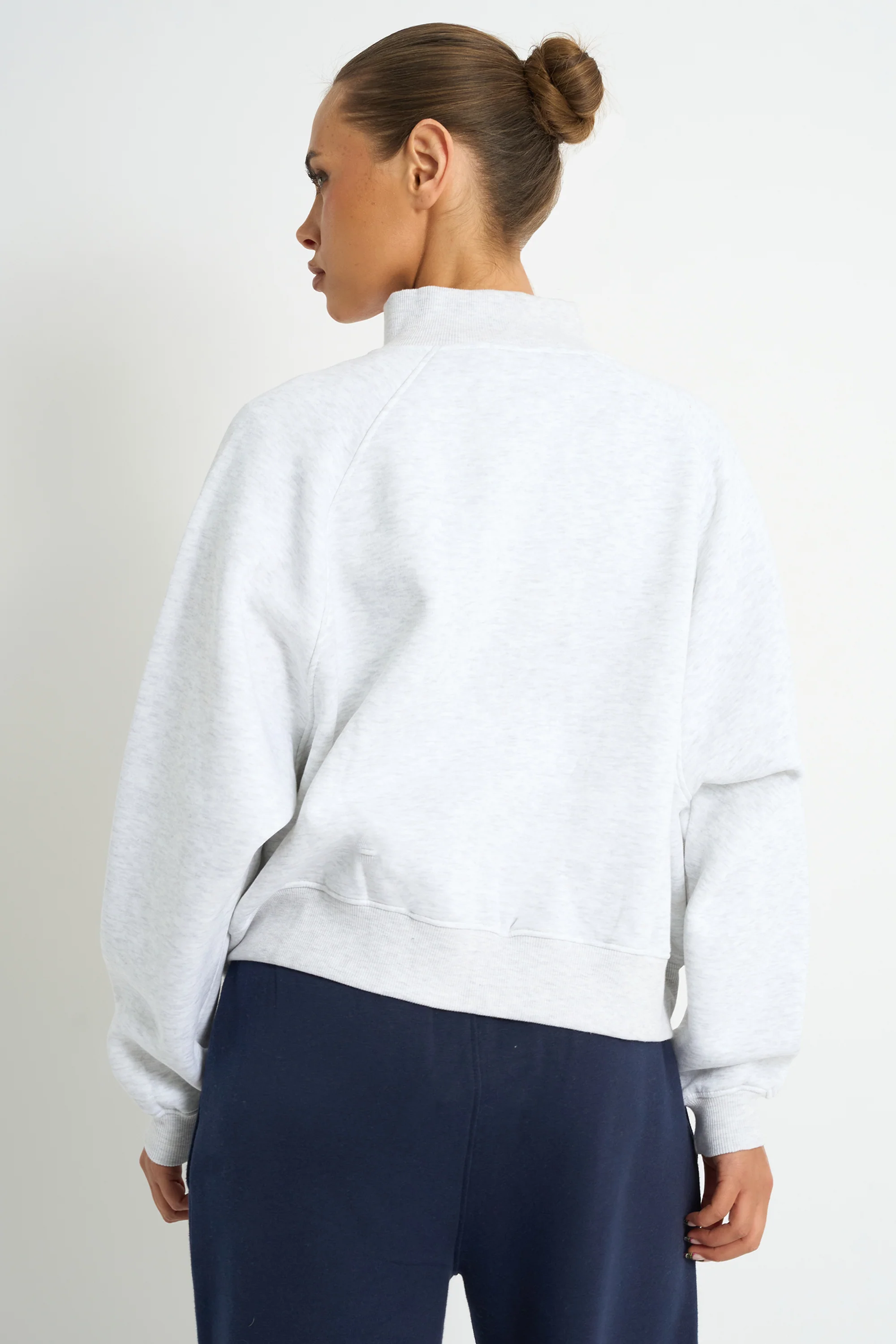 Kaiia Logo Zip Through Sweatshirt Light Grey Marl - Image 2