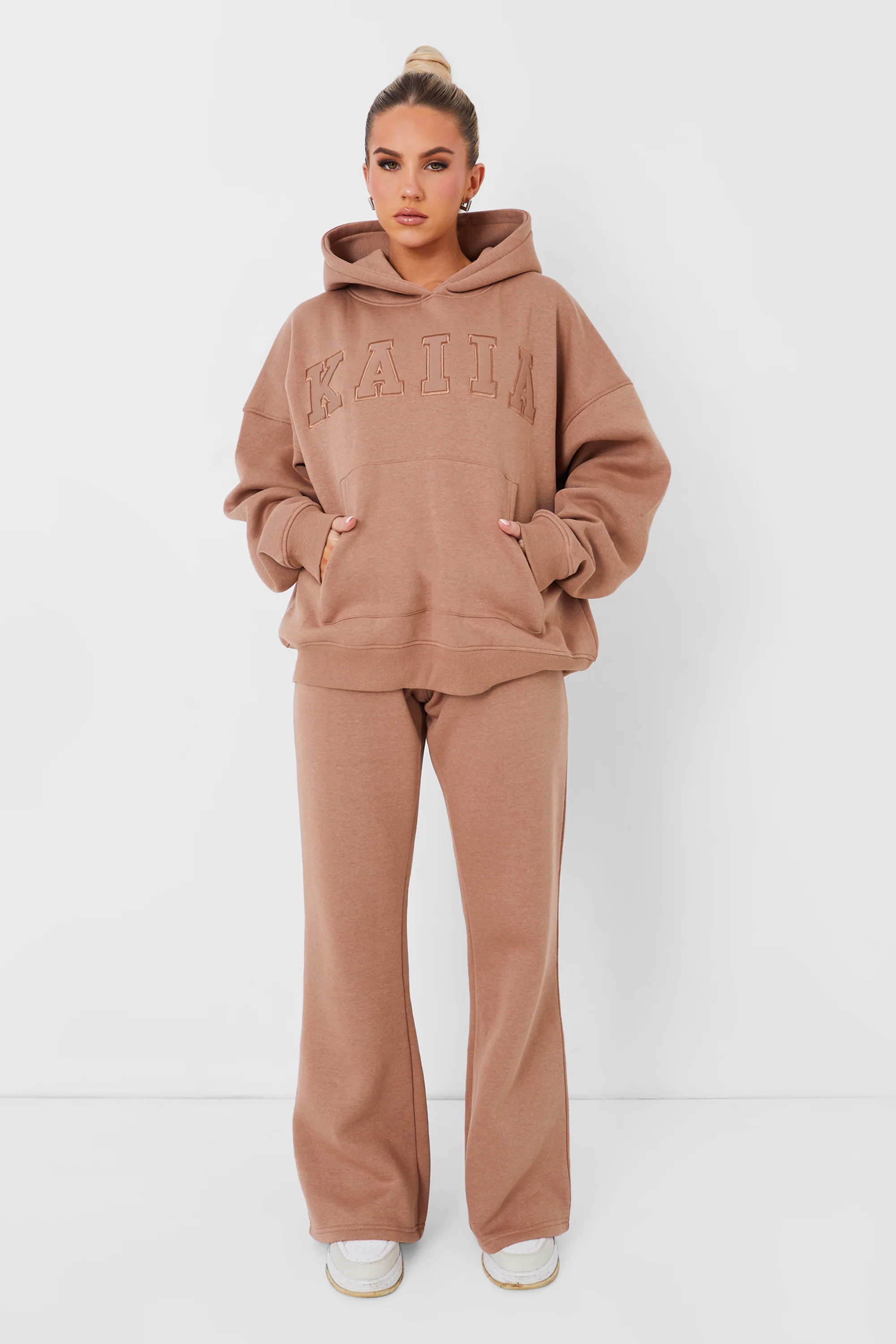 Kaiia Oversized Logo Hoodie in Caramel - Image 2