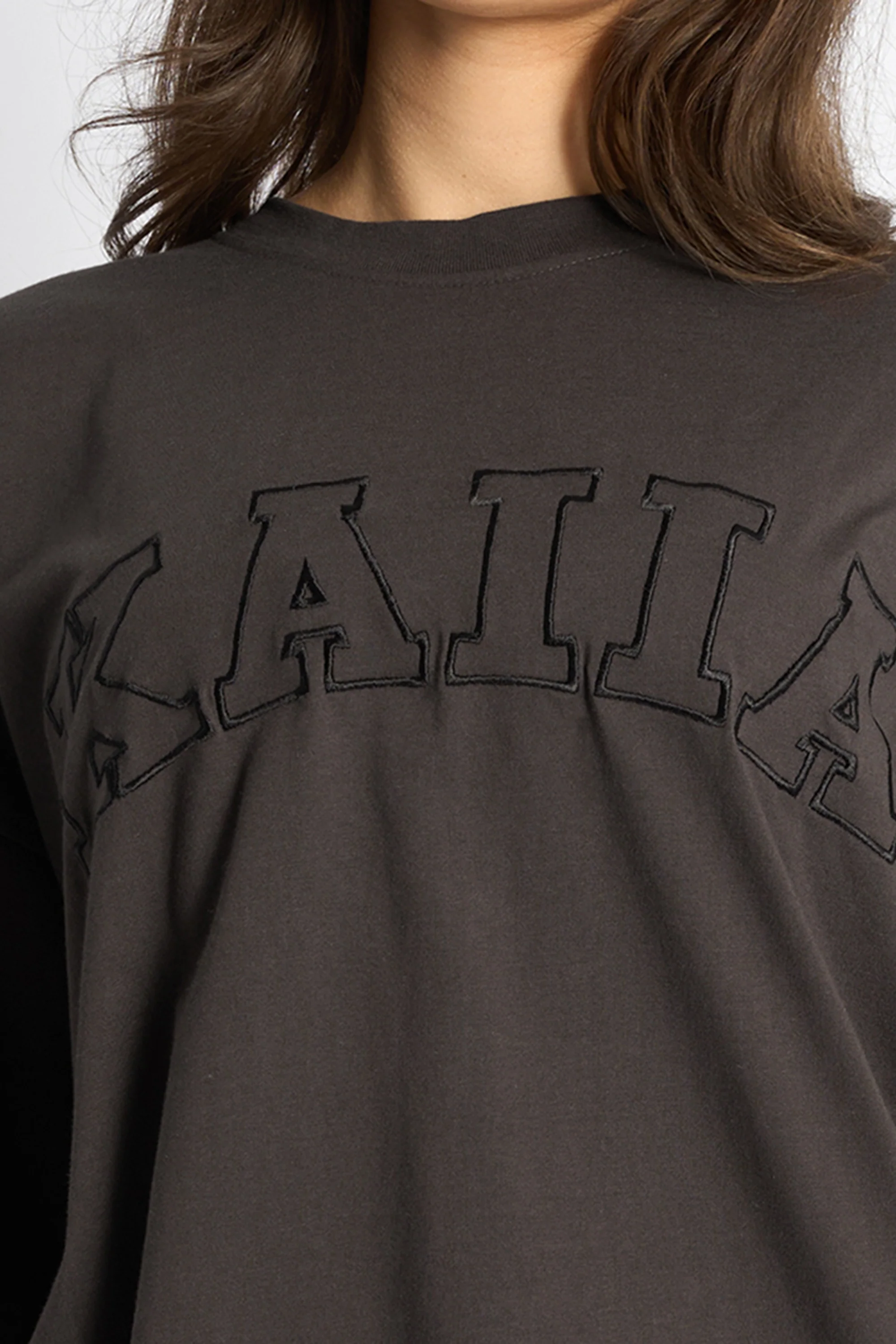 Kaiia Logo Oversized T-Shirt Chocolate - Image 4