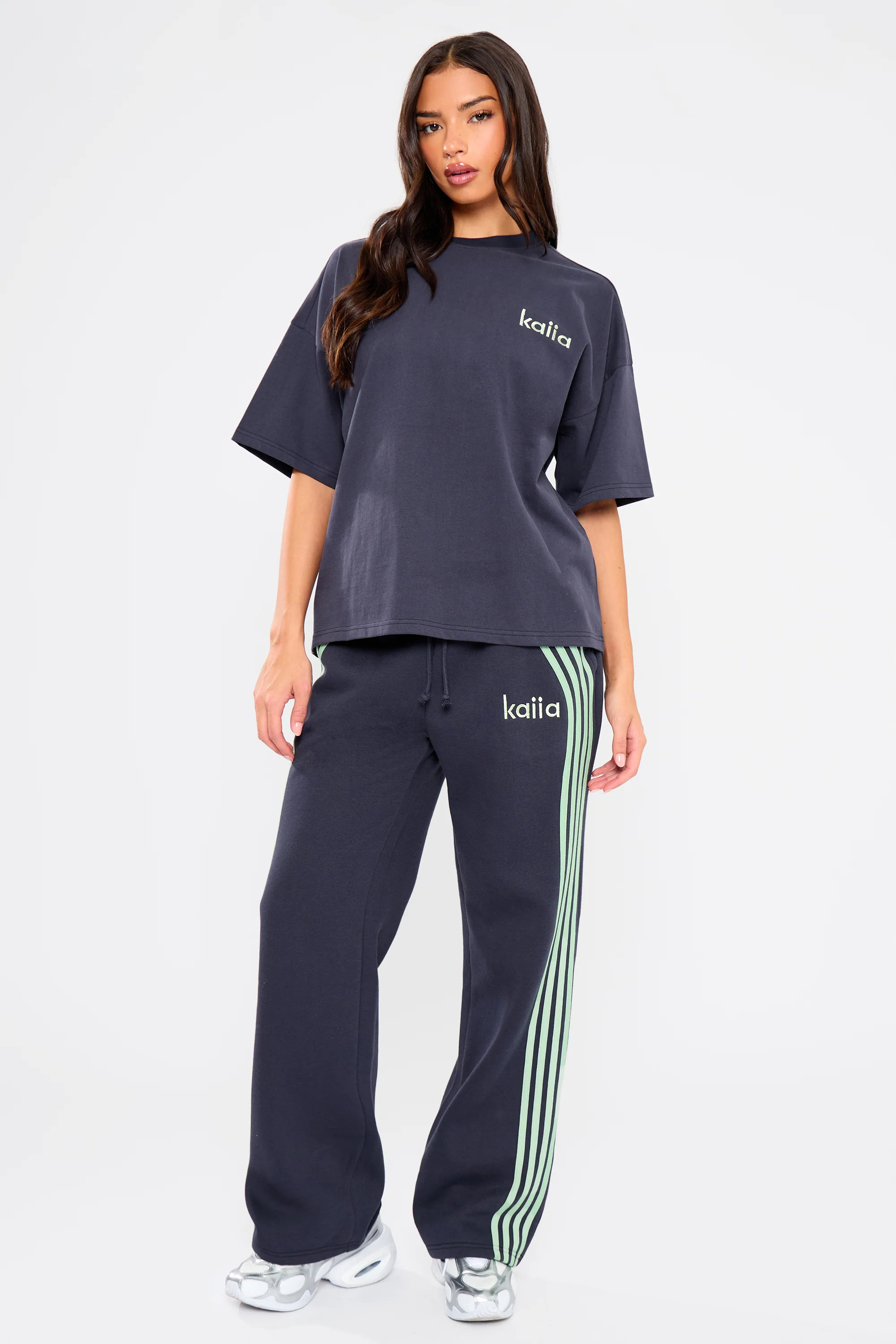 Kaiia Oversized T-Shirt Navy & Jade Green - Image 3