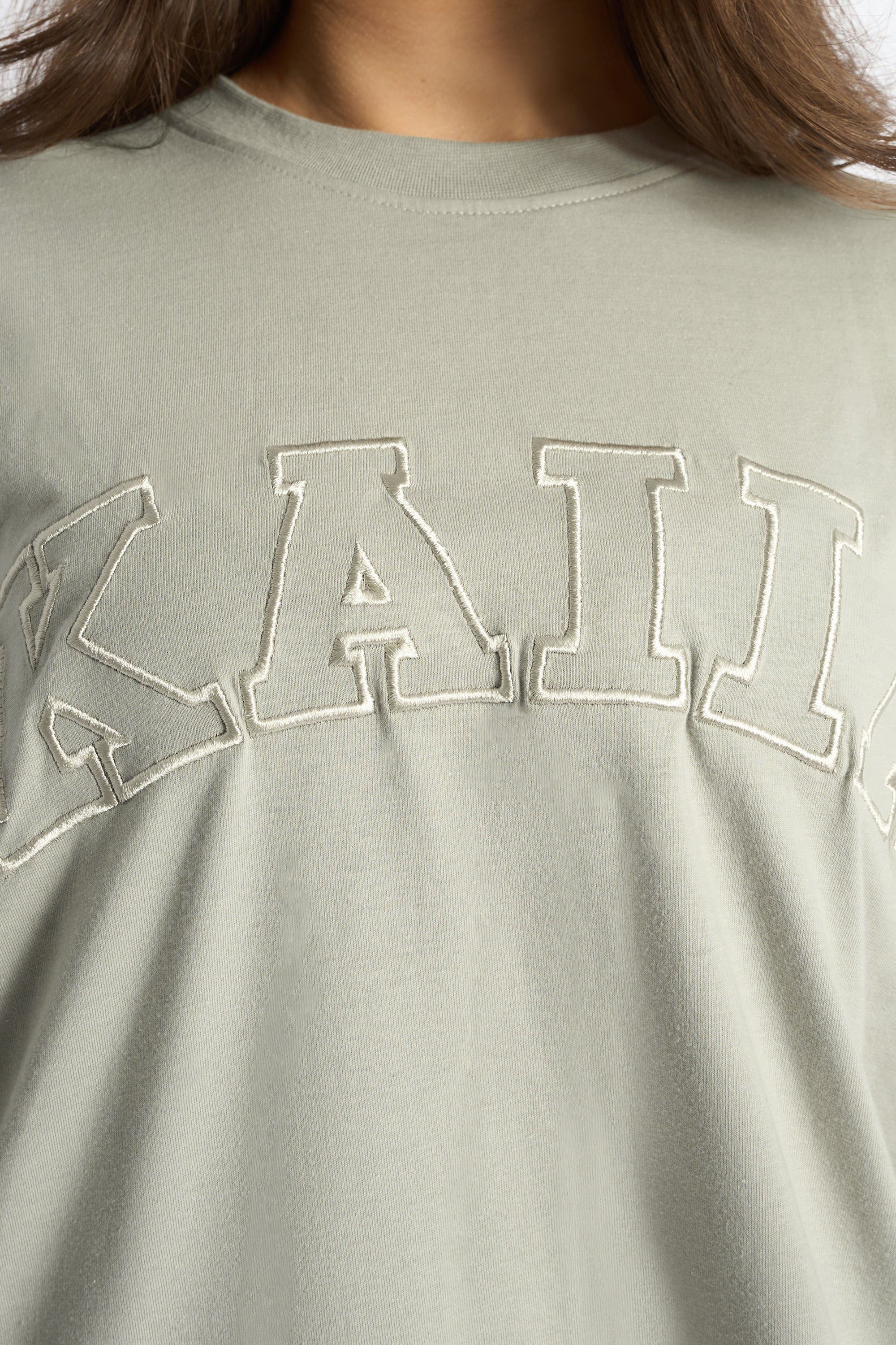Kaiia Logo Oversized T-Shirt Pebble - Image 4
