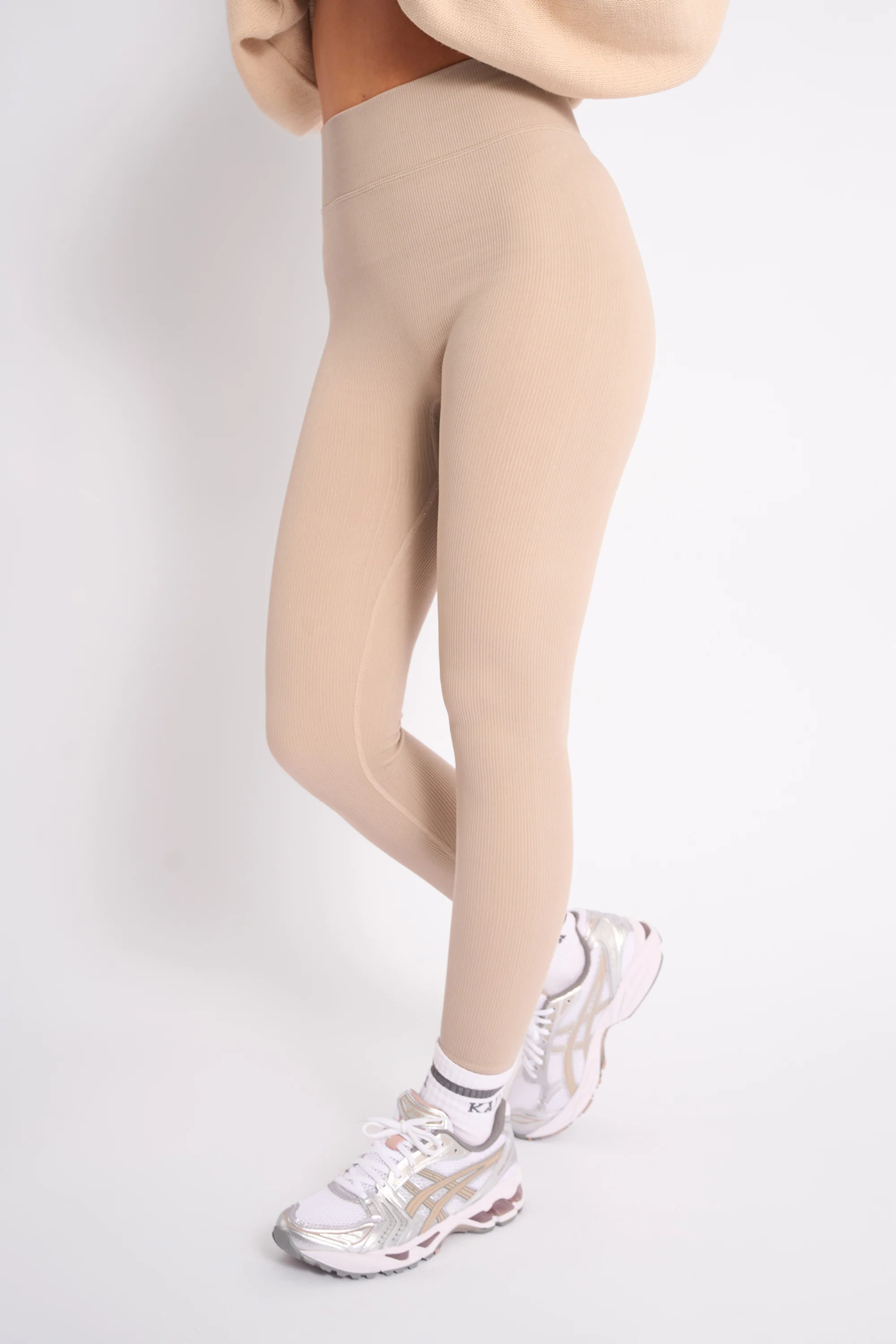 Kaiia Premium Ribbed Legging Stone - Image 3