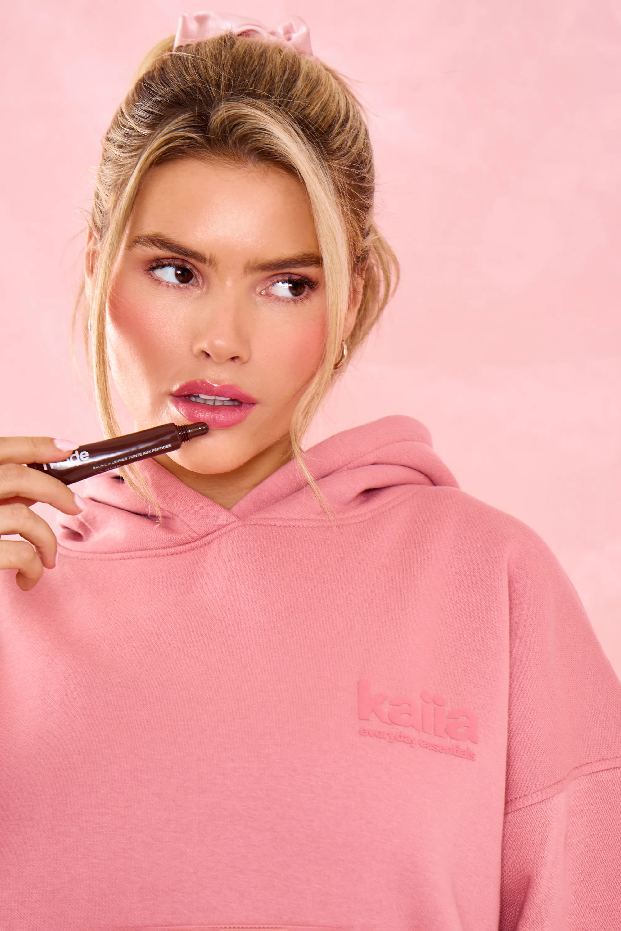 Kaiia Matte Slogan Oversized Hoodie Rosey Blush - Image 5