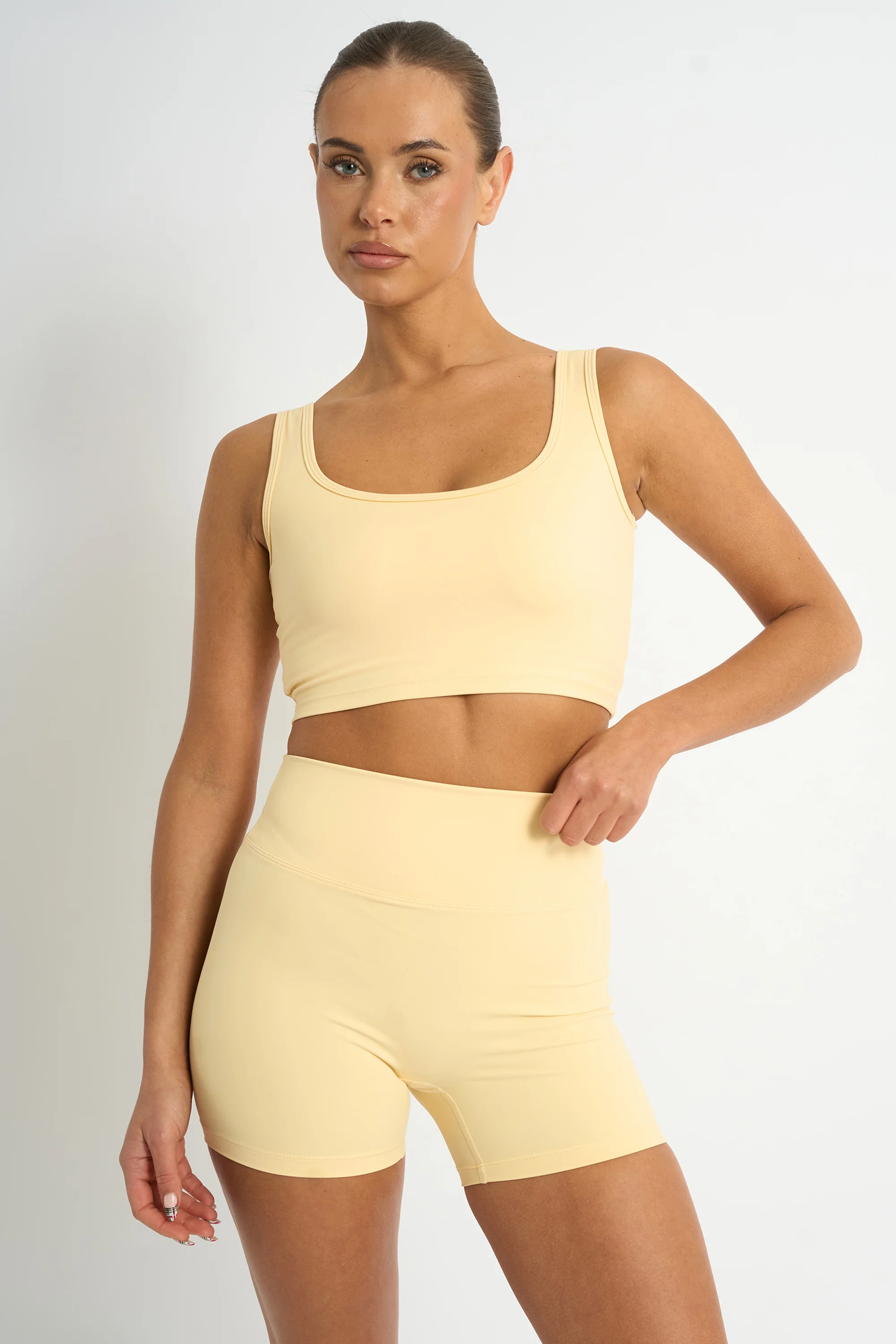 Kaiia Sculpt Square Neck Crop Top Yellow - Image 5