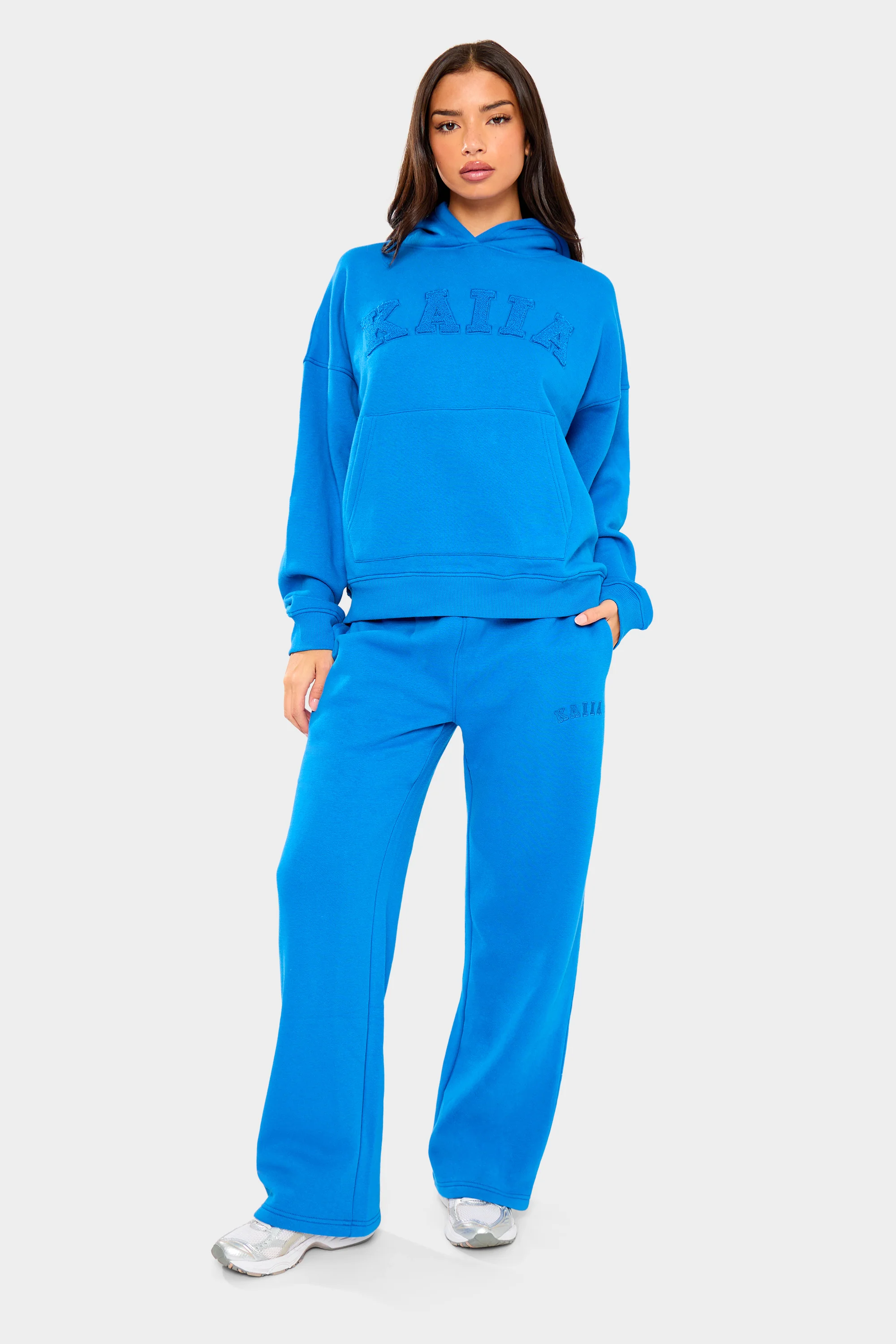 Kaiia Slogan Oversized Hoodie Cobalt Blue - Image 2