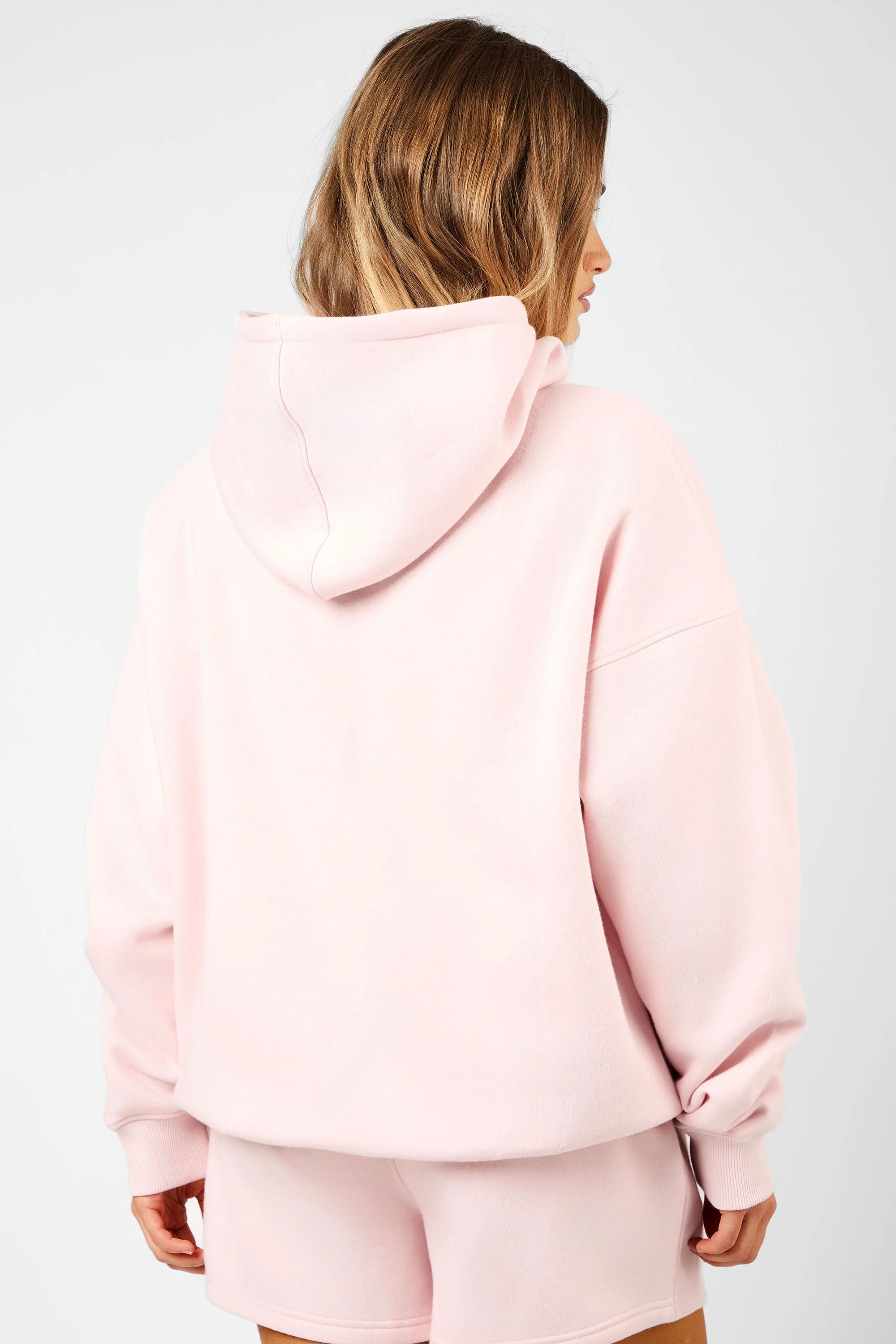 Kaiia Slogan Drawstring Oversized Hoodie Dusty Pink - Image 10
