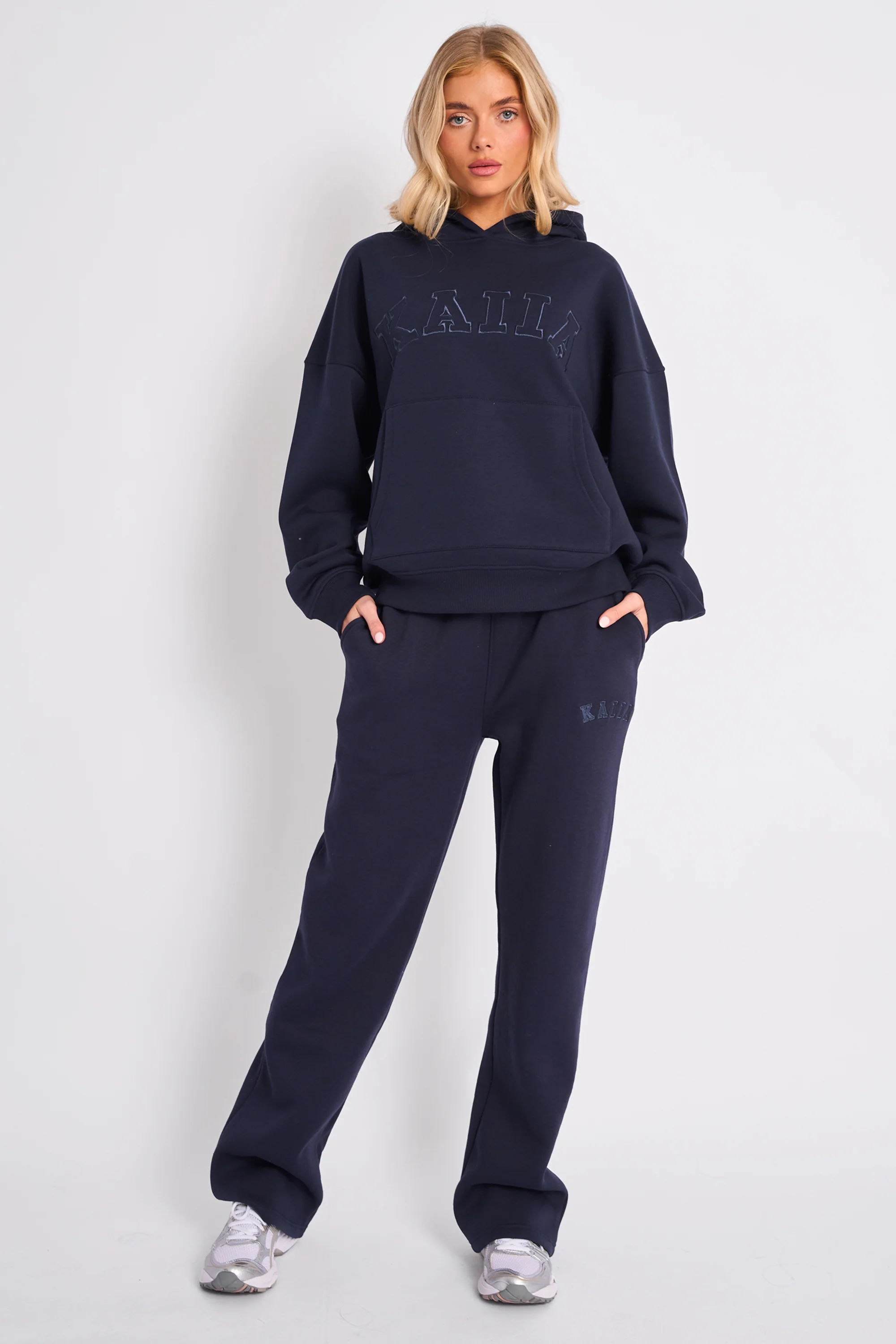 Kaiia Slogan Oversized Hoodie Navy - Image 7