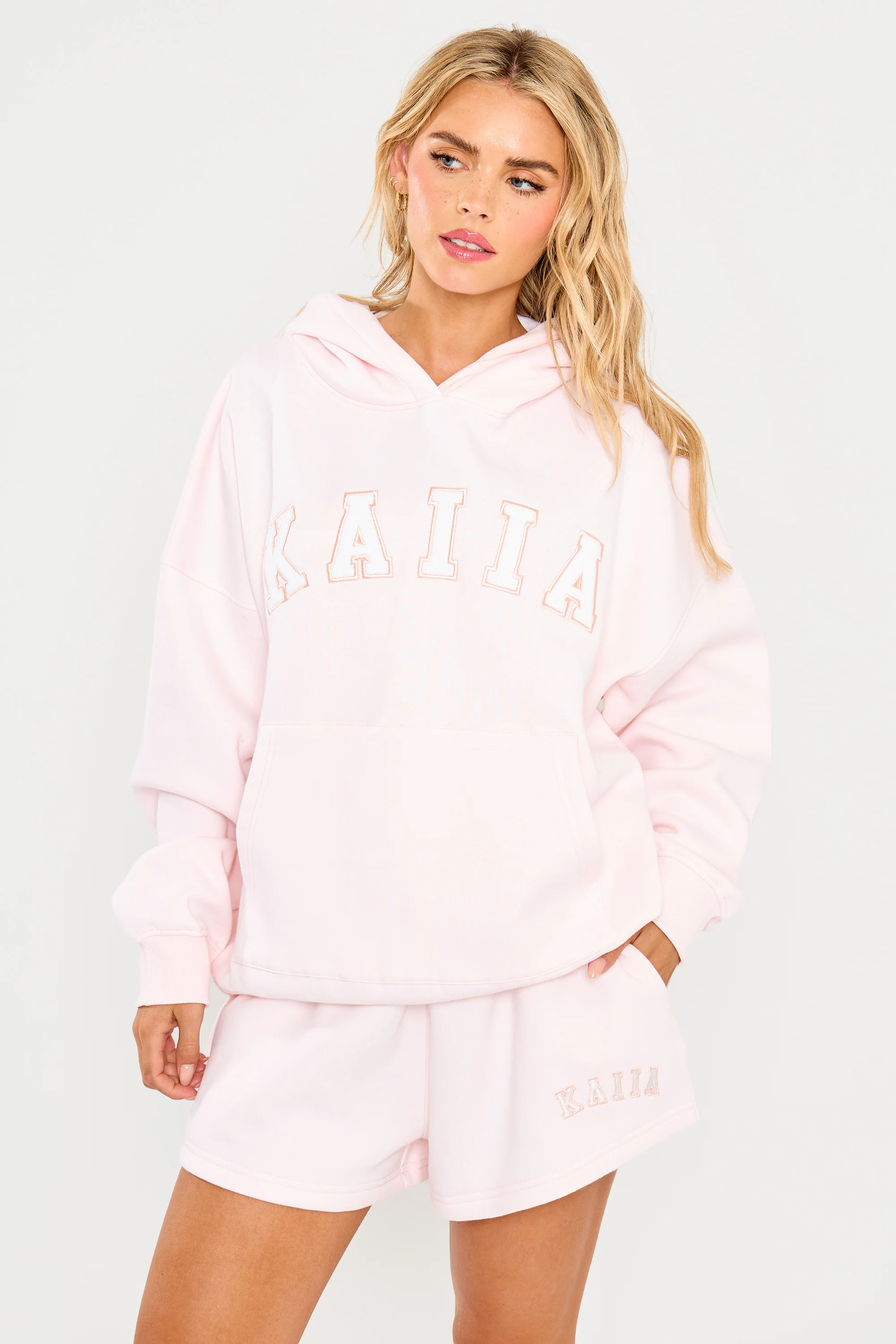 Kaiia Slogan Oversized Hoodie Shell Pink - Image 3