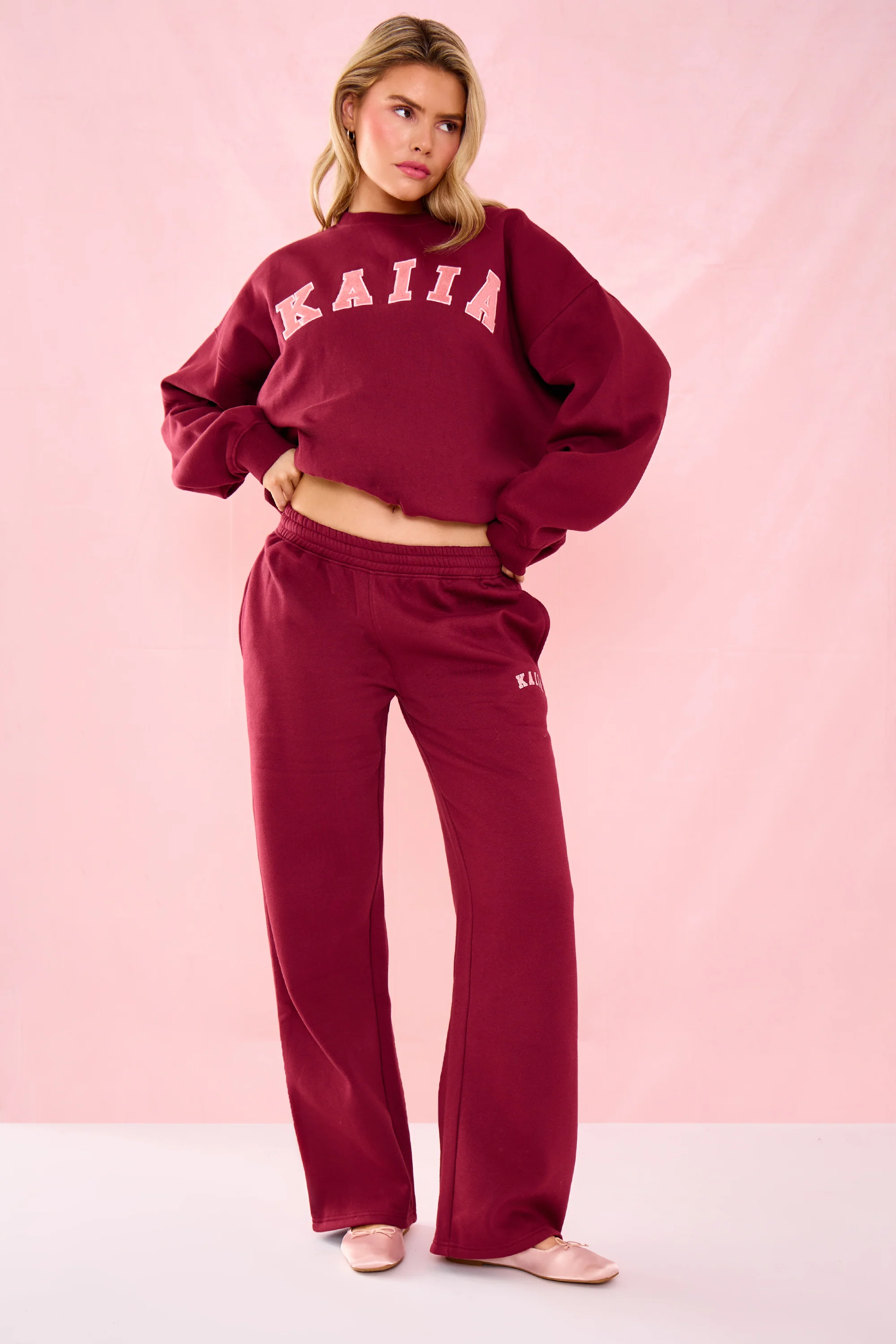 Kaiia Slogan Oversized Sweatshirt Warm Berry - Image 3