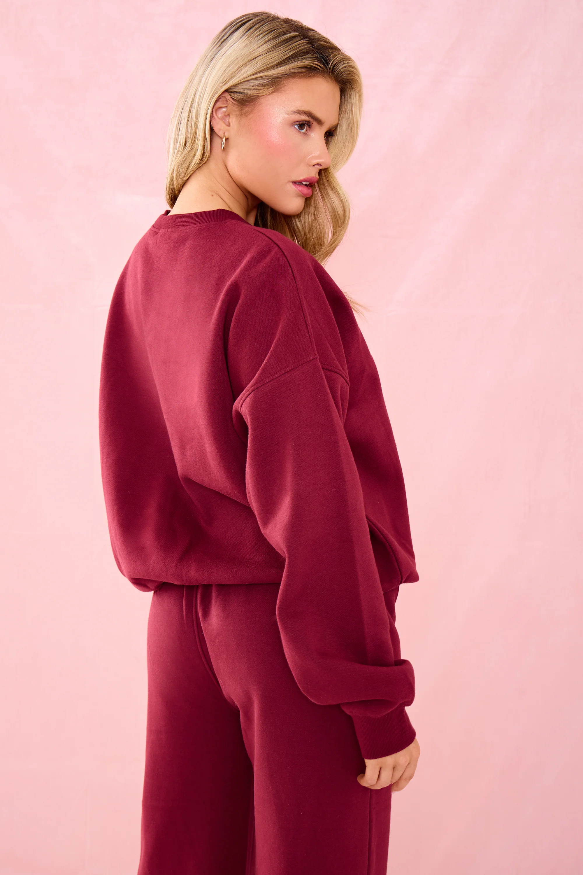 Kaiia Slogan Oversized Sweatshirt Warm Berry - Image 4