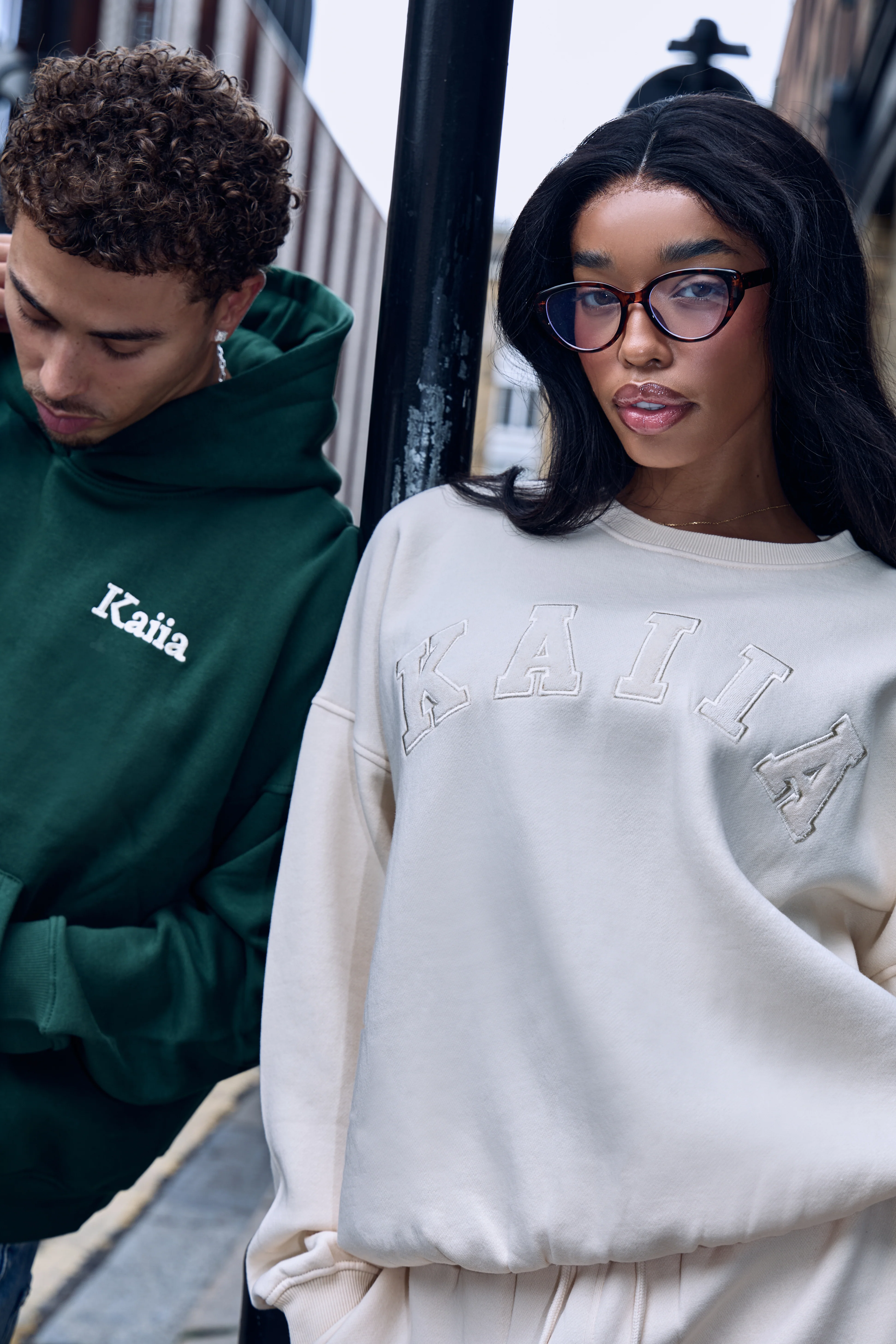 Kaiia Slogan Oversized Sweatshirt Warm Cream - Image 2