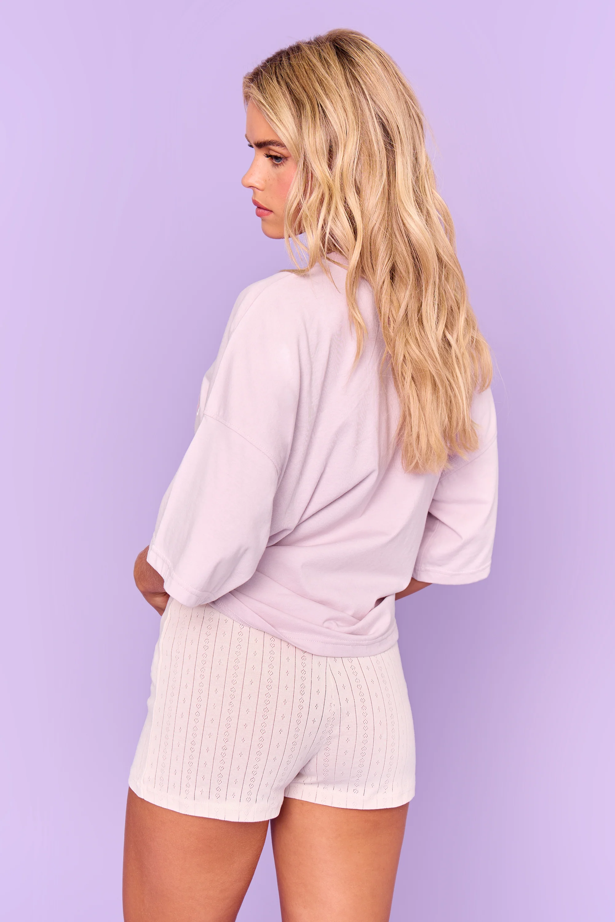 Kaiia Slogan Oversized T-Shirt Pale Lavender - Image 3