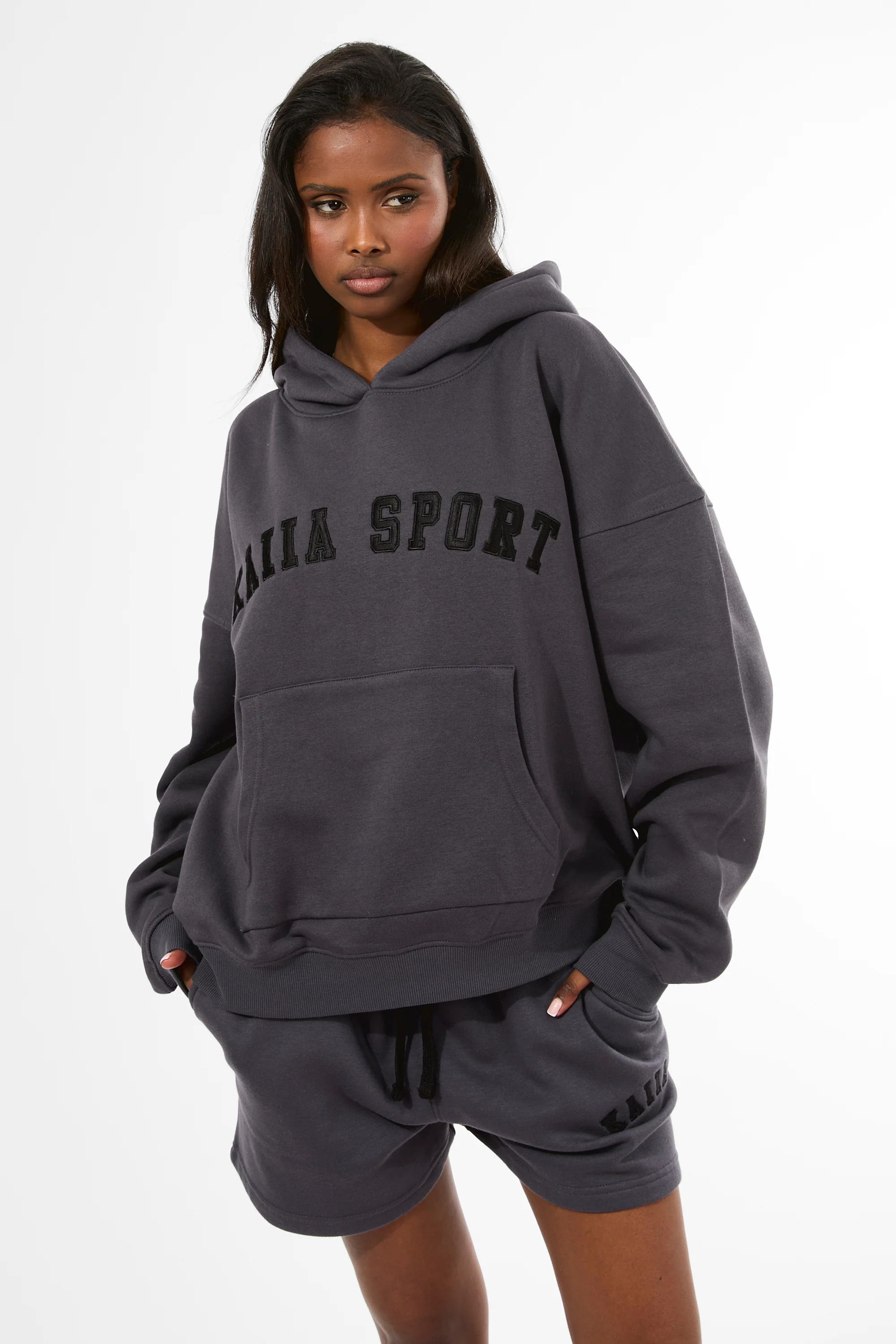 Kaiia Sport Oversized Hoodie Dark Grey & Black