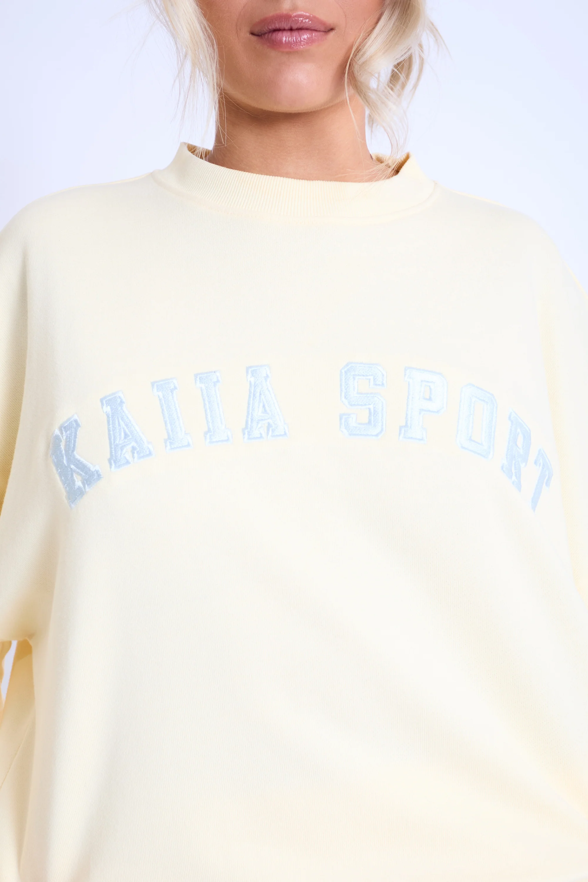 Kaiia Sport Oversized Sweatshirt Lemon & Light Blue - Image 4