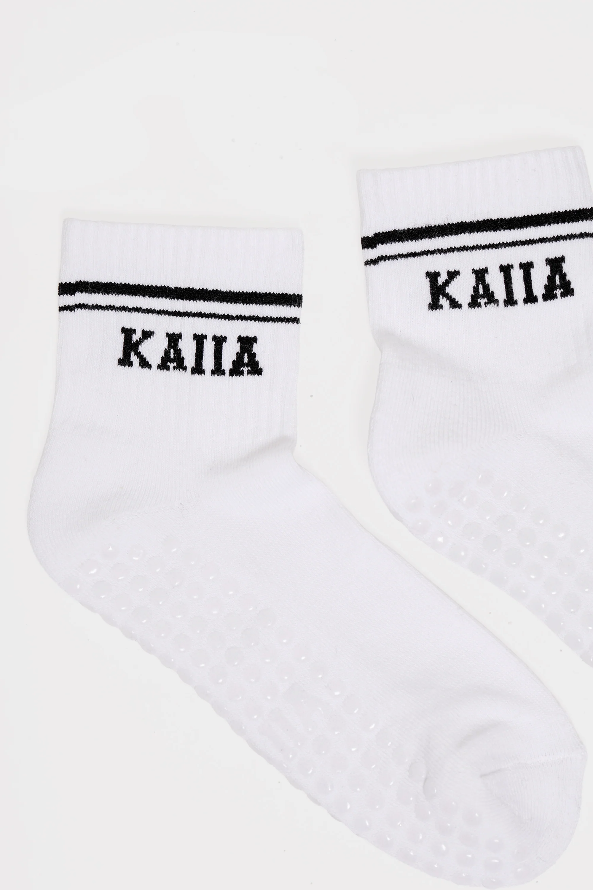 Kaiia Stripe Pilates Grip Socks White & Black - Image 3