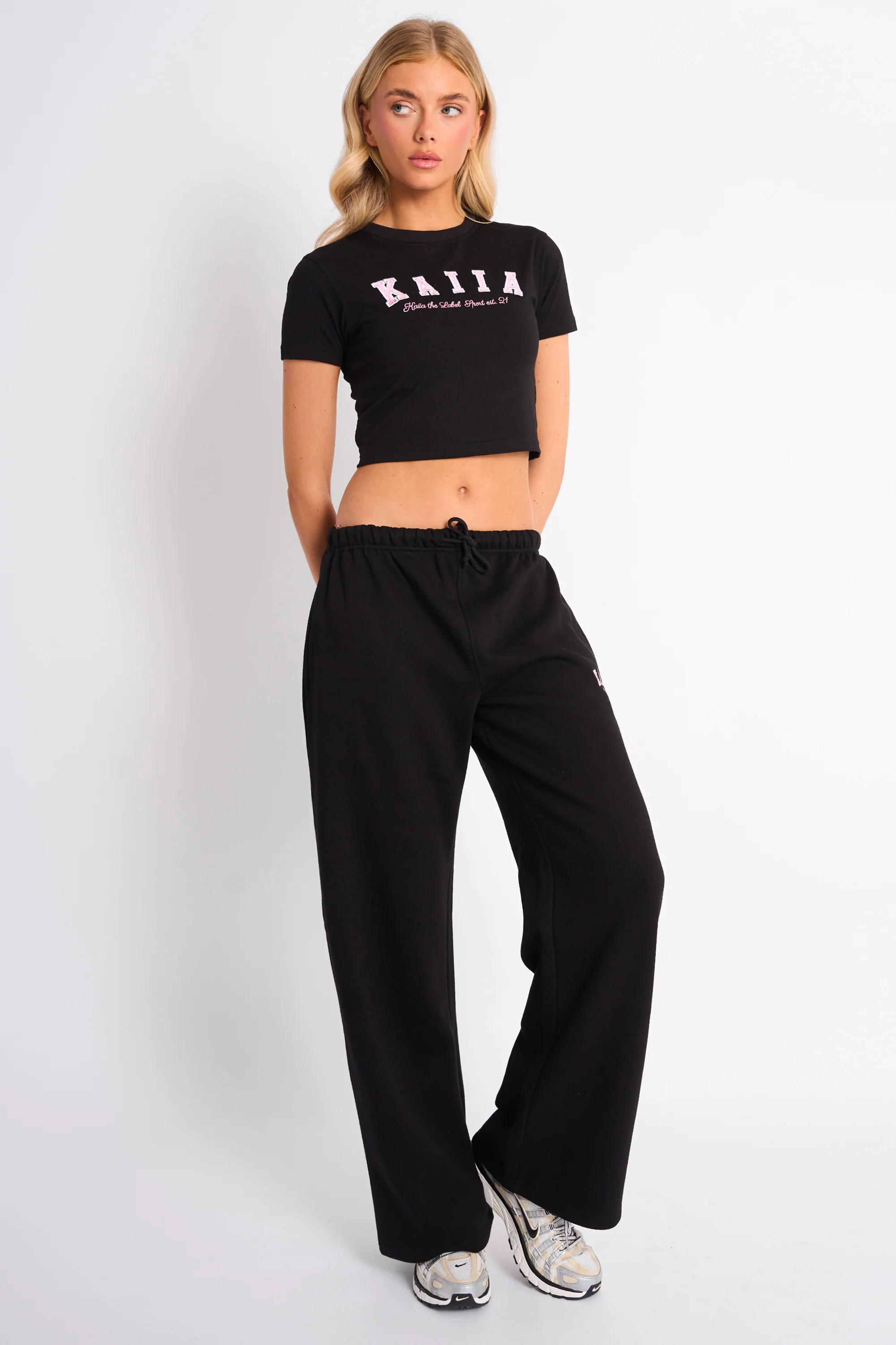 Kaiia Logo Baby Tee Black & Pink - Image 3