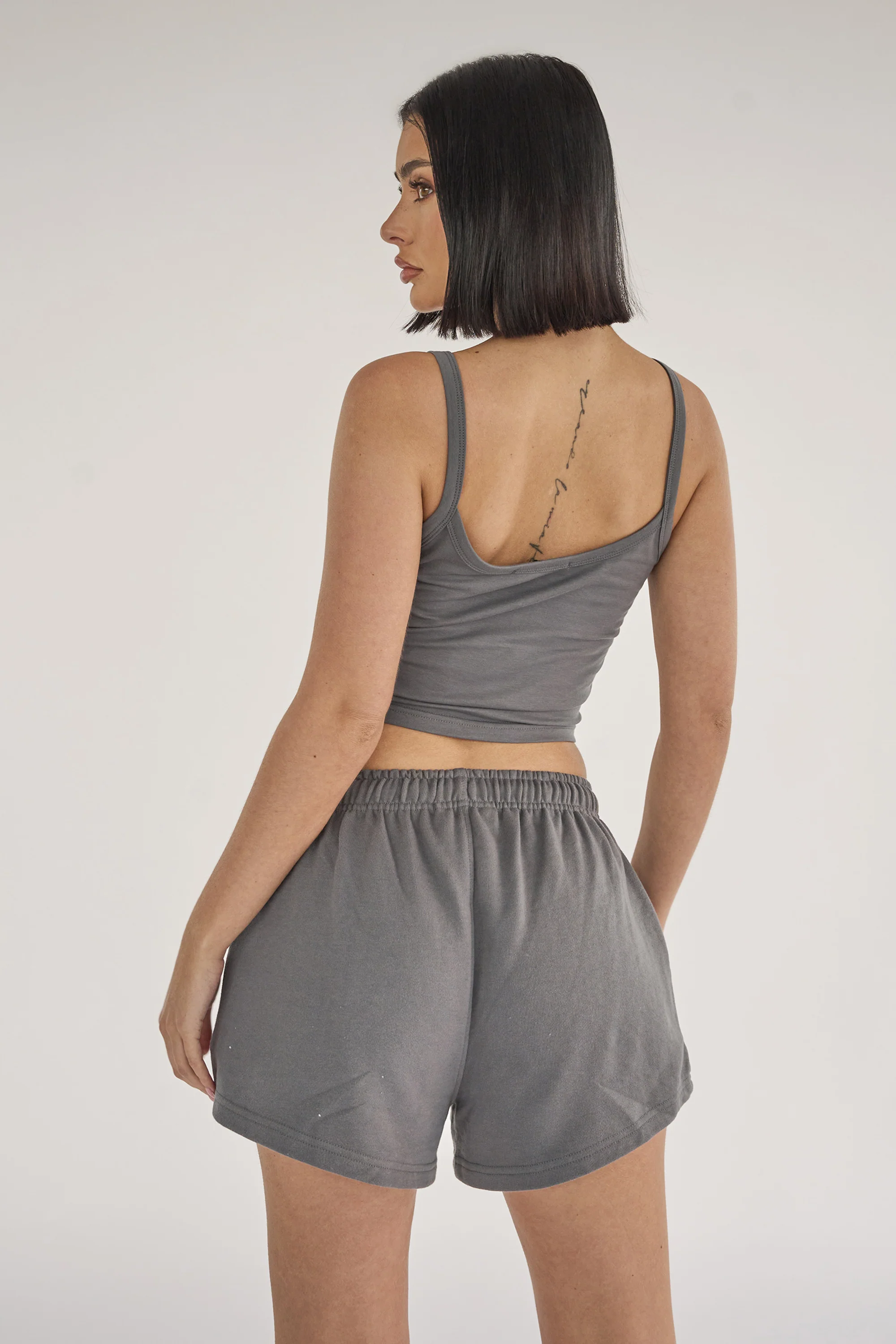 Kaiia Studio Bubble Logo Cami Vest Top Dark Grey & Lilac - Image 6