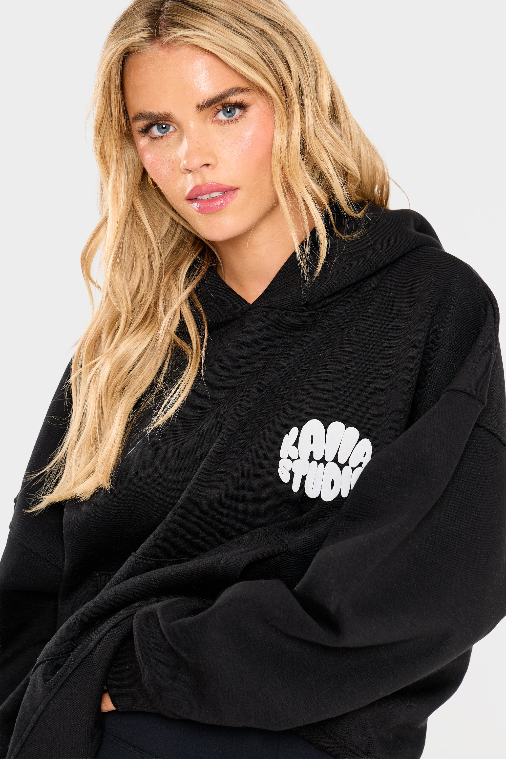 Kaiia Studio Bubble Logo Oversized Hoodie Black - Image 5