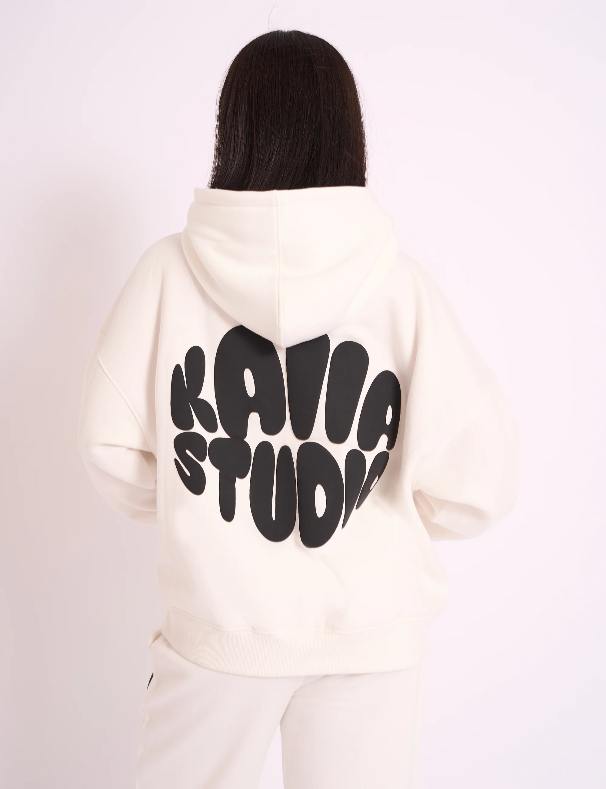 Kaiia Studio Bubble Logo Oversized Hoodie White & Black - Image 2
