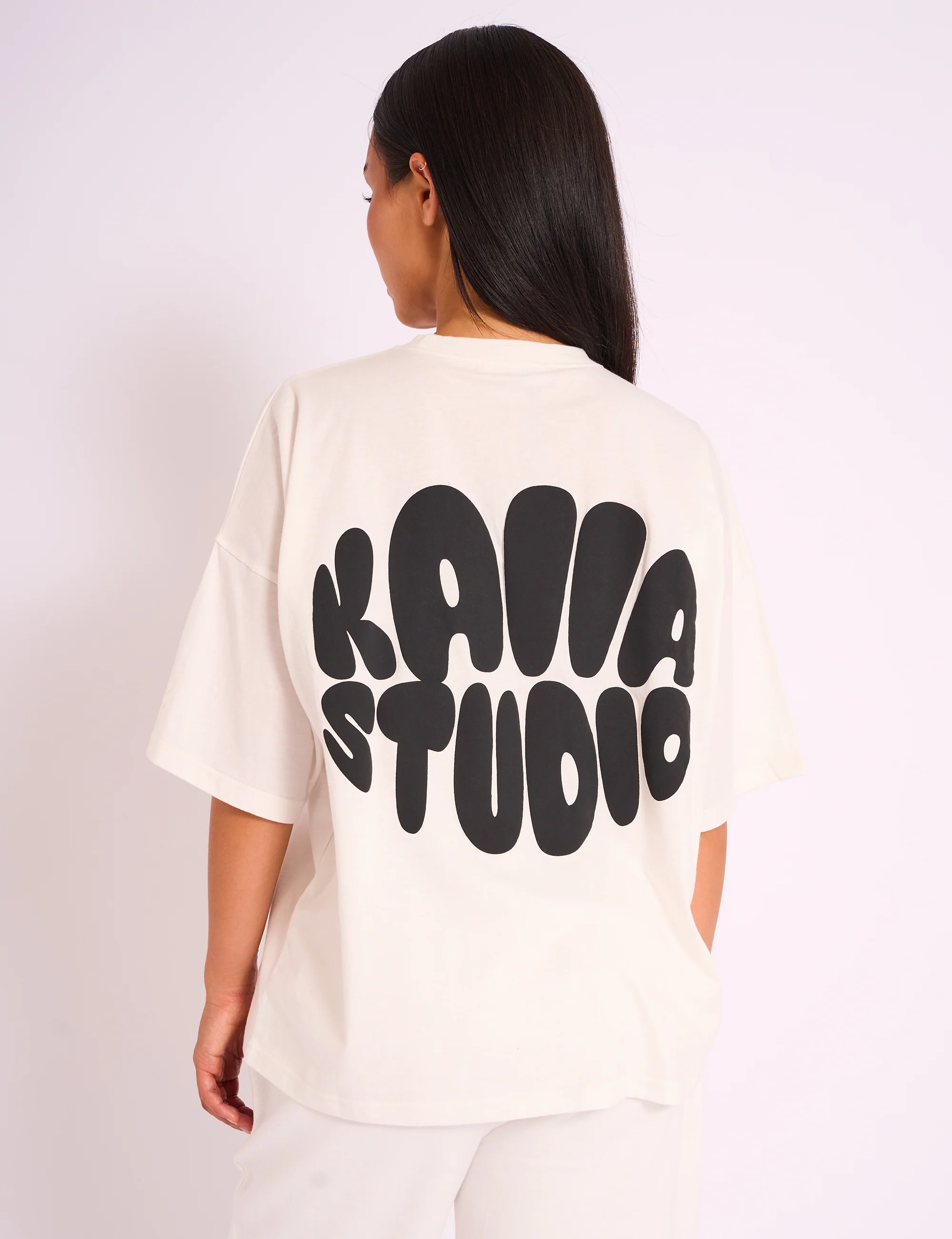 Kaiia Studio Bubble Logo Oversized Tee White & Black - Image 2