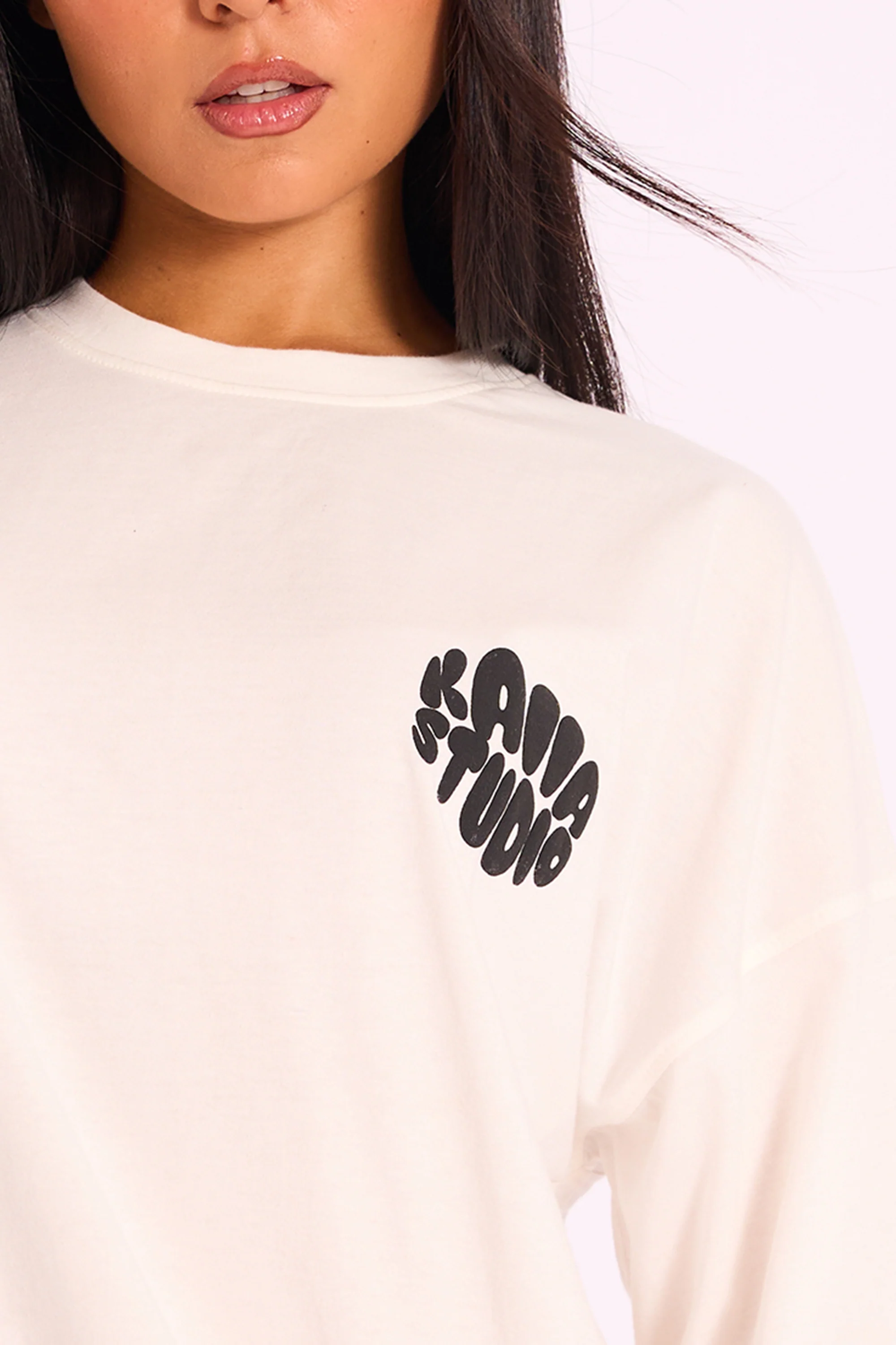 Kaiia Studio Bubble Logo Oversized Tee White & Black - Image 4
